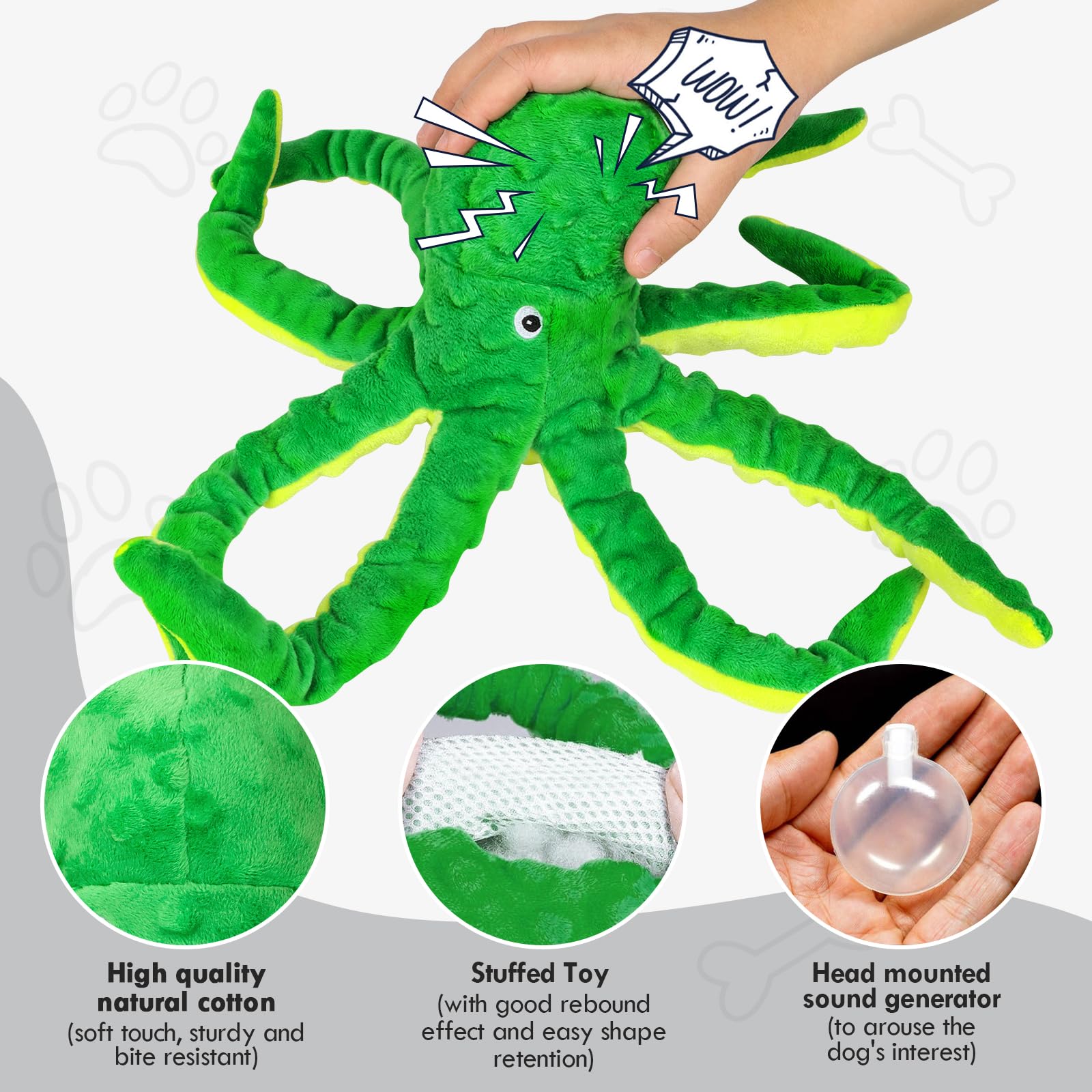 Chngeary 2 Pack Octopus Squesky Dog Toys For Large Medium Small Dogs, Stuffed And Tough Plush Dog Toys For Aggressive Chewers (G