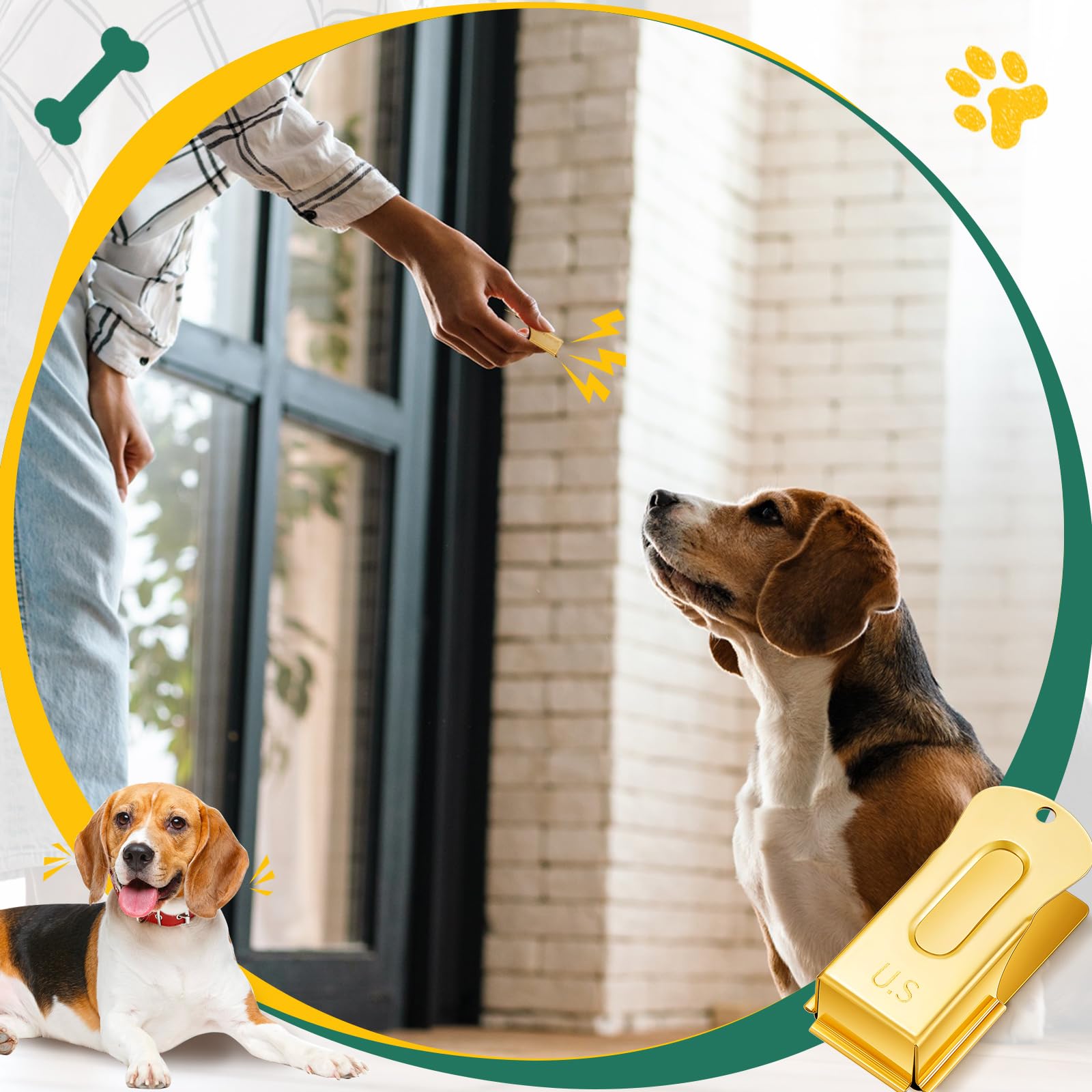 Vercanmonth 2 Pieces Brass Pet Training Clicker Signaling Cricket Clicker Metal Dog Clicker For Puppy Cats Trainer Pet Owners (G