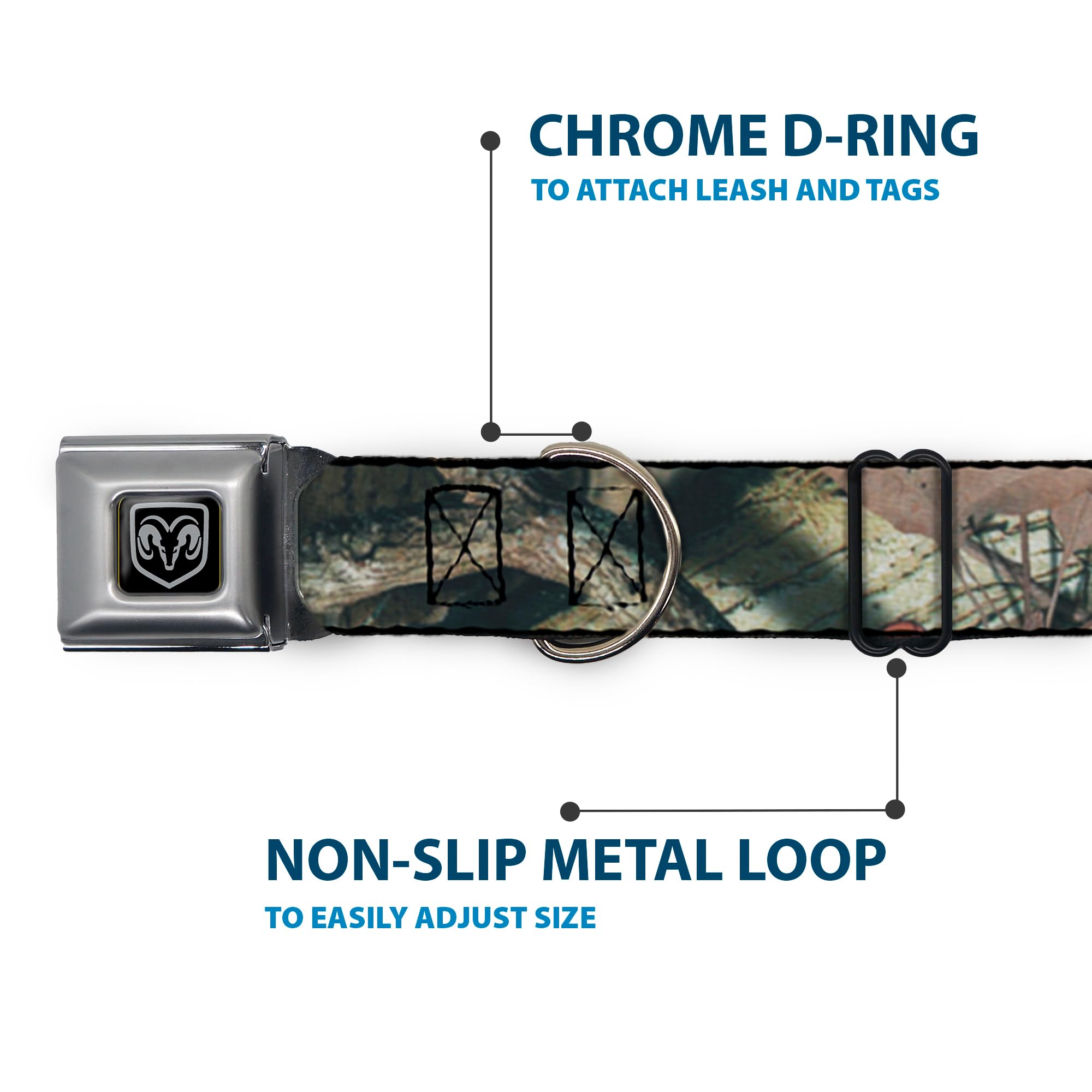 Buckle-Down Dog Collar Seatbelt Buckle Mossy Oak Break Up Infinity 18 to 32 Inches 1.5 Inch Wide