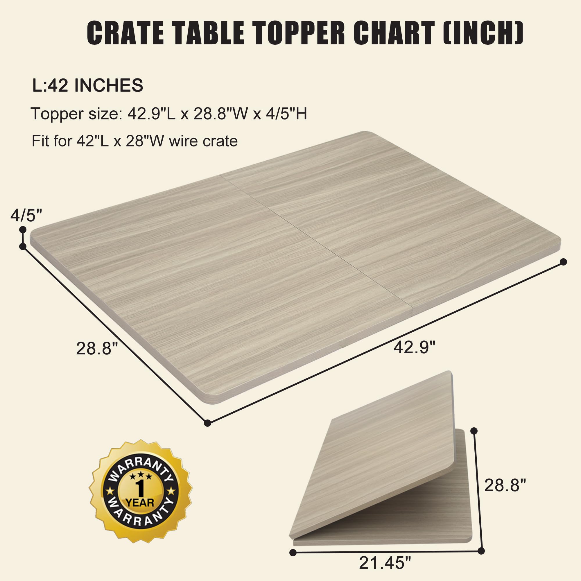 Deblue Dog Crate Topper, Crate Topper For 42In Wire Dog Cages, Wooden Dog Kennel Table Top For Large Dog, Foldable, Portable, Mo