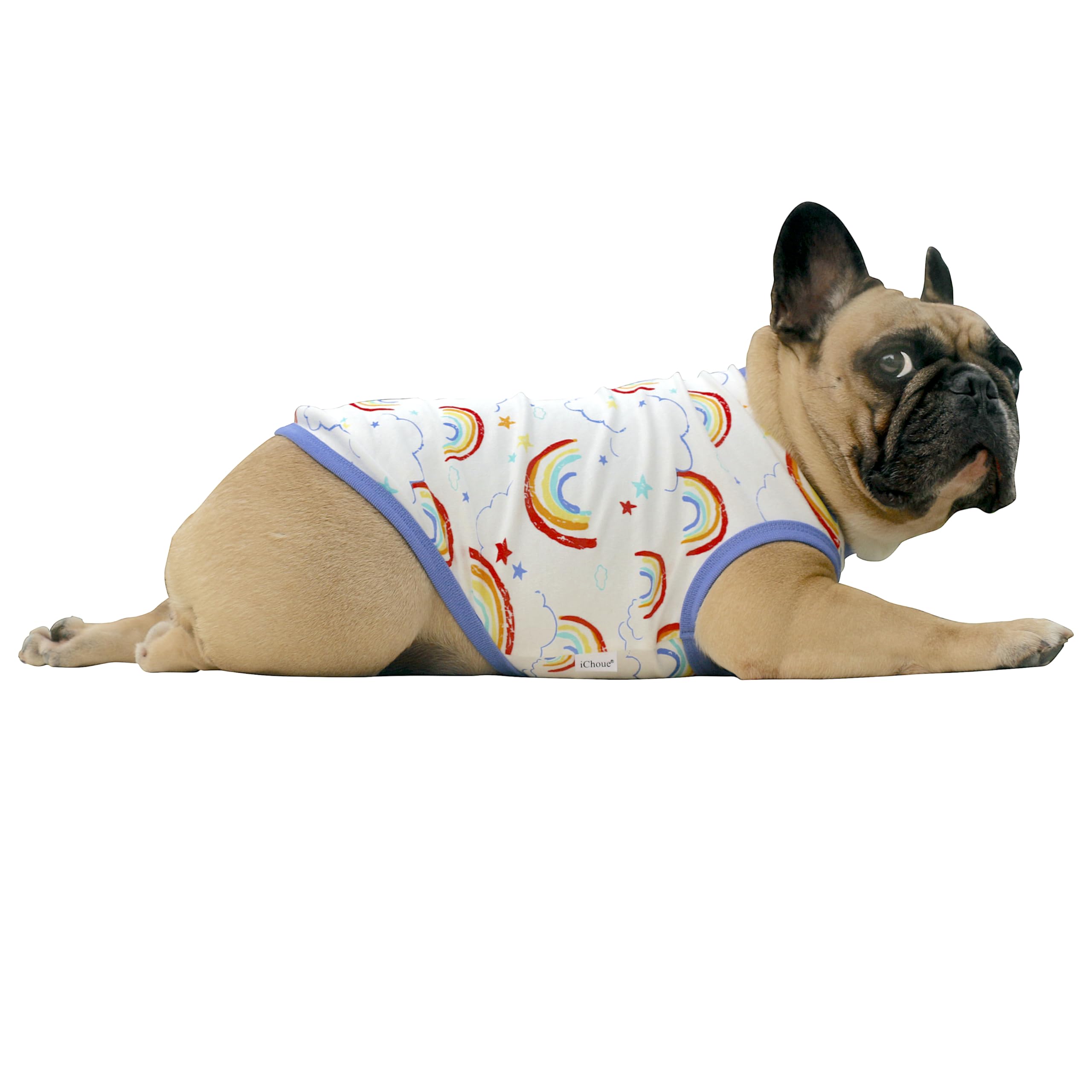 iChoue 100% Breathable Cotton English Bulldog Halloween Cartoon T Shirts Cute Clothes for Medium Large Dogs Vest Tank Tops Terri