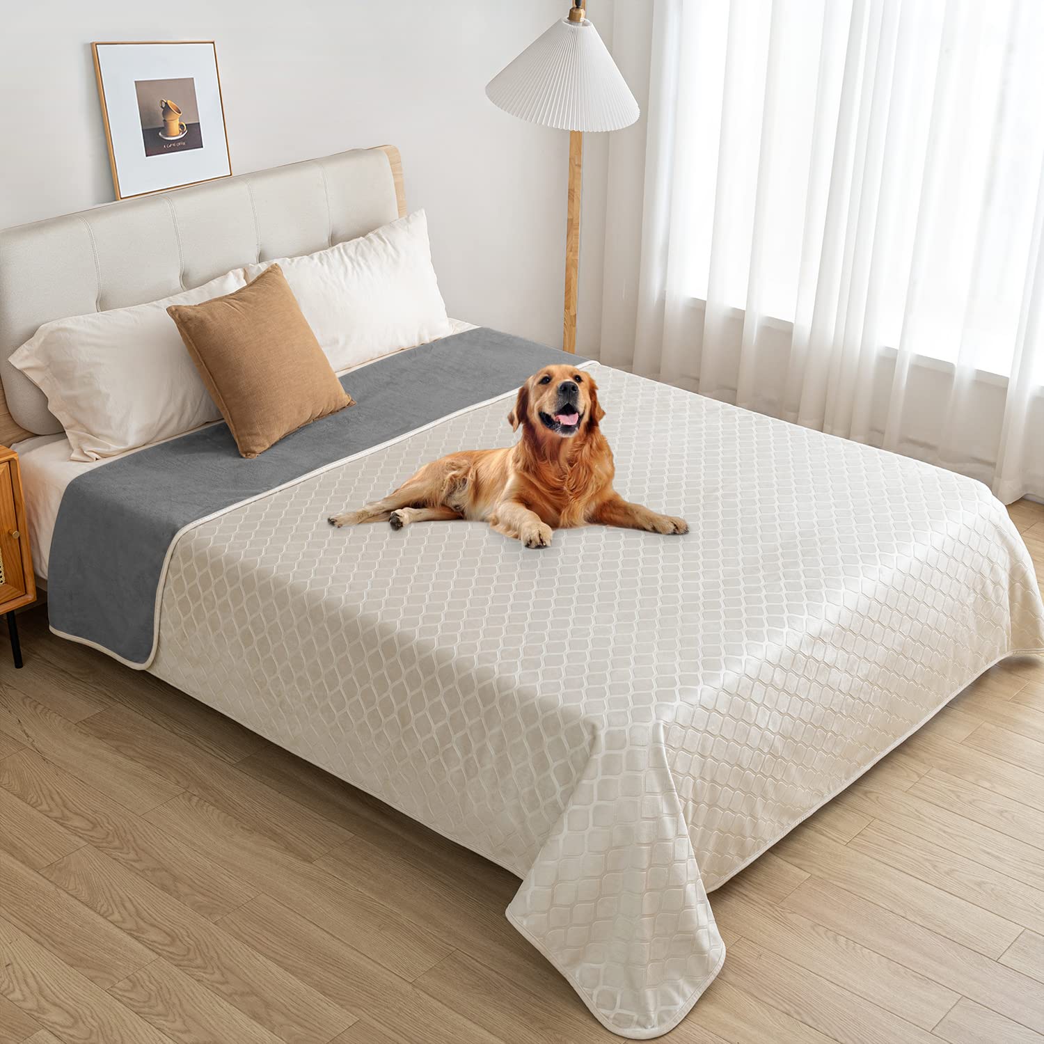 Fuguitex Waterproof Dog Blanket Bed Cover Dog Crystal Velvet Moroccan Fuzzy Cozy Plush Pet Blanket Throw Blanket For Couch Sofa