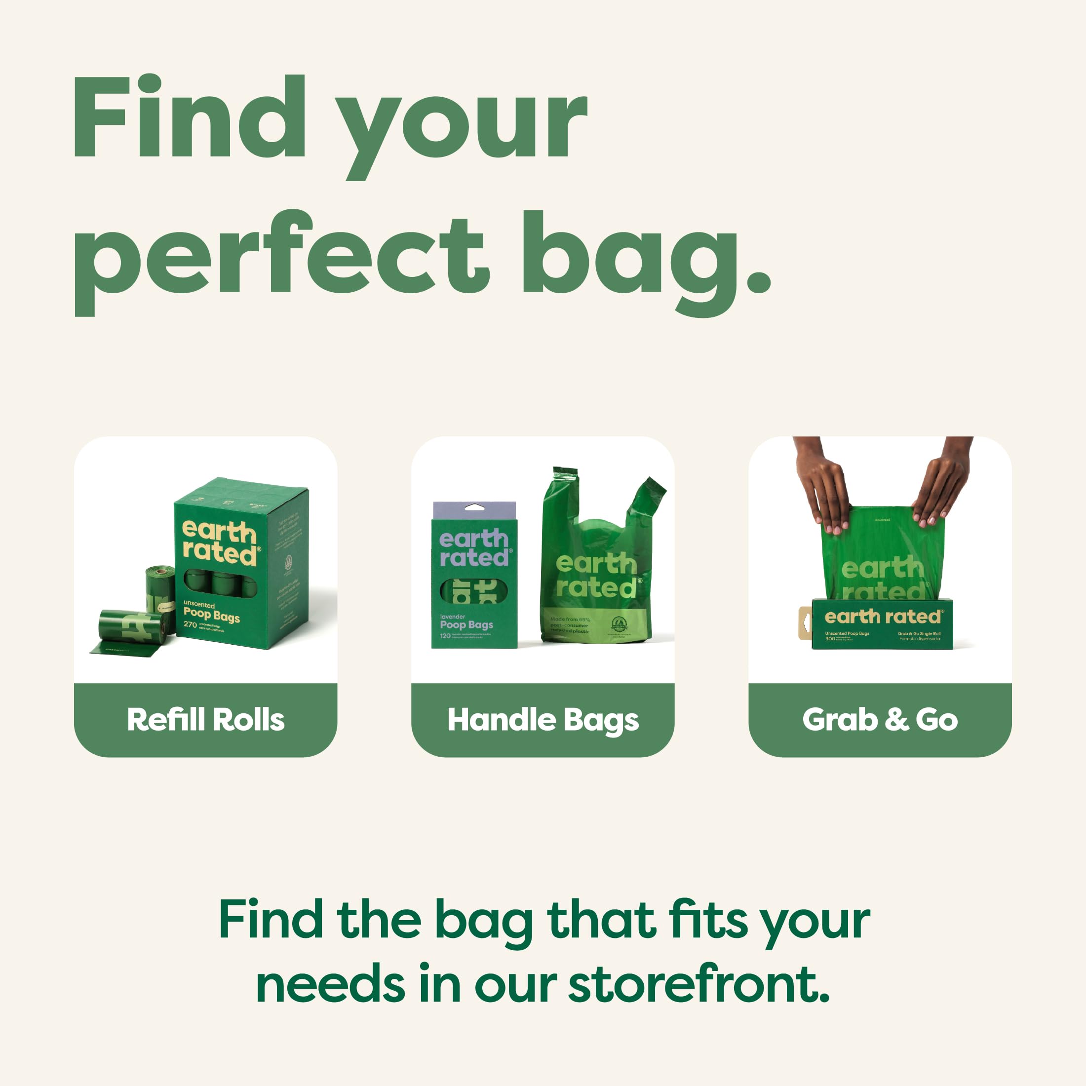 Earth Rated Dog Poop Bags With Handles, Extra Wide, Easy Tie And Guaranteed Leakproof, Lavender Scented, 120 Handle Bags