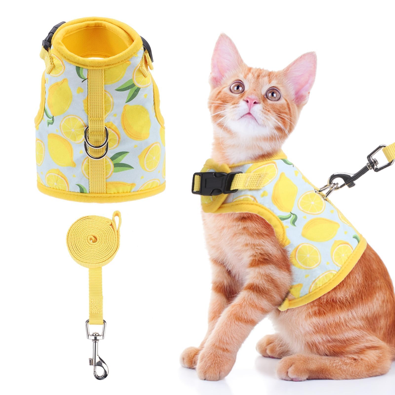 Bingpet Cat Harness And Leash Set Escape Proof For Walking,Step-In Harness With Lightweight Soft Breathable Mesh,Adjustable Easy