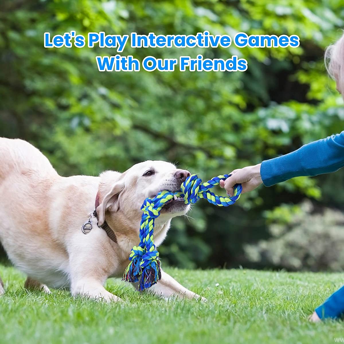 Feeko Dog Rope Toys For Large And Medium Aggressive Chewers, 2 Pack Heavy Duty Dog Rope Toy For Large Breed, Indestructible Dog Chew Toys, Tug Of War Dog Toy, 100% Cotton Teeth Cleaning