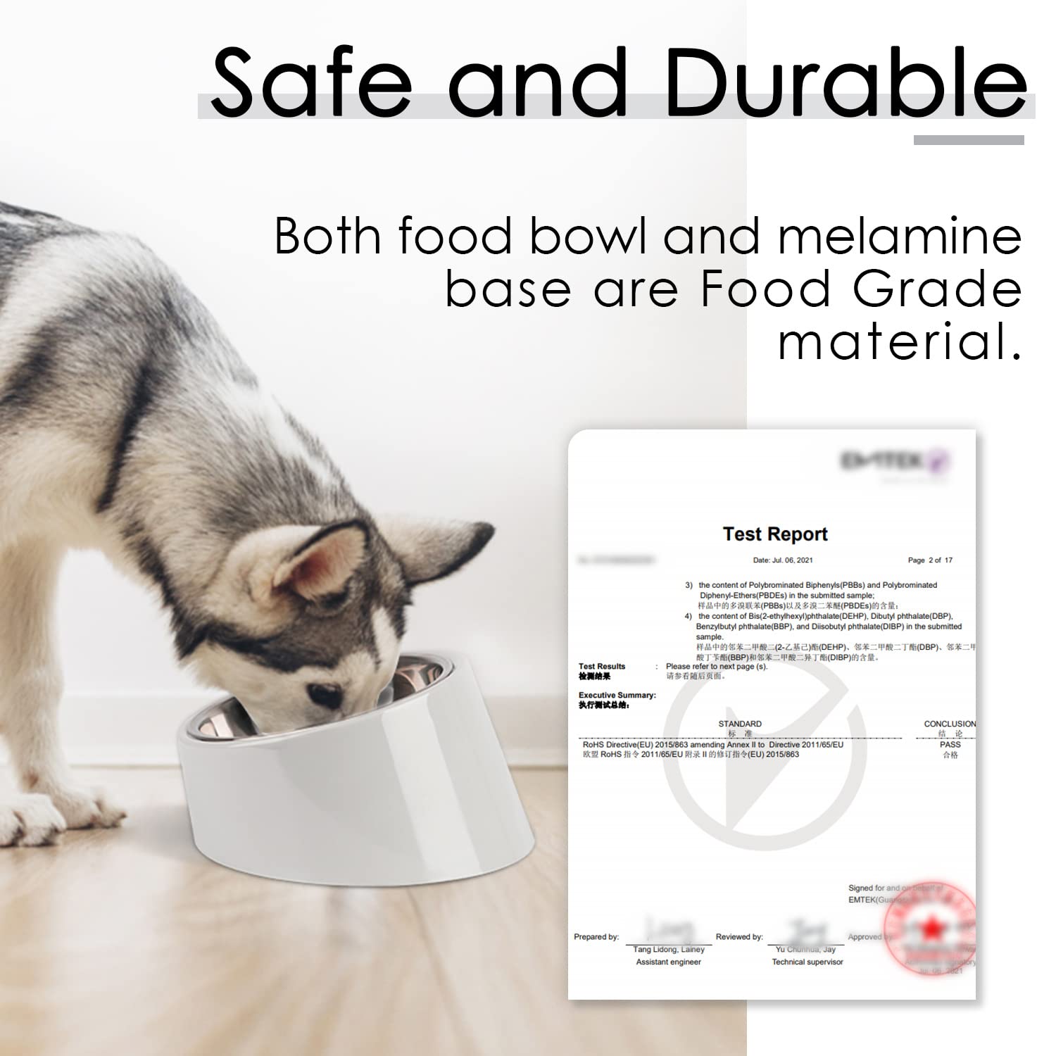 SuperDesign Mess Free 15 Slanted Bowl for Dogs and Cats, Tilted Angle Bulldog Bowl Dog Feeder, Non-Skid & Non-Spill, Easier to R