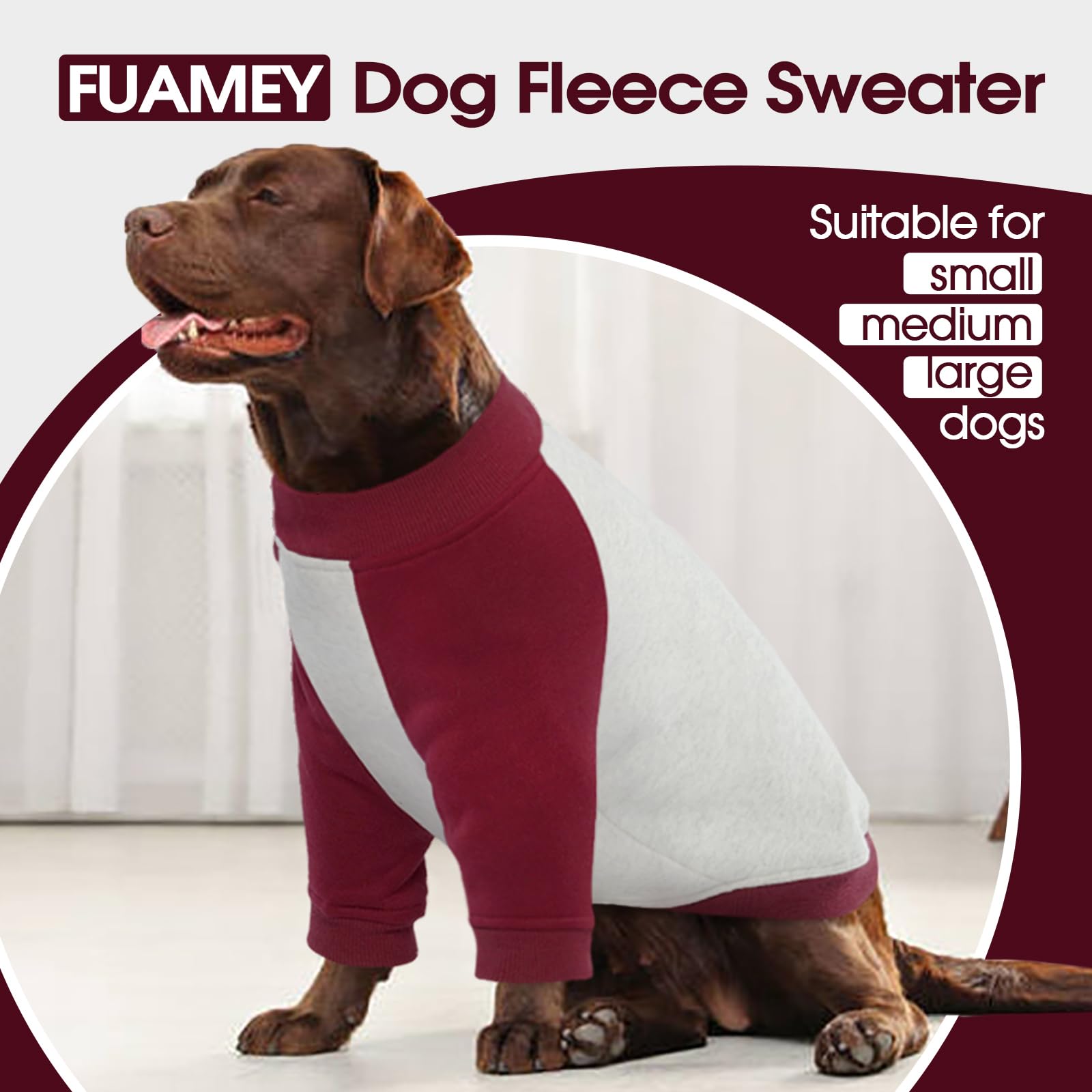 Fuamey Extra Large Dog Fleece Sweater & Winter Pullover - Thickening Cold Weather Apparel For Dogs - Labrador, Golden Retriever