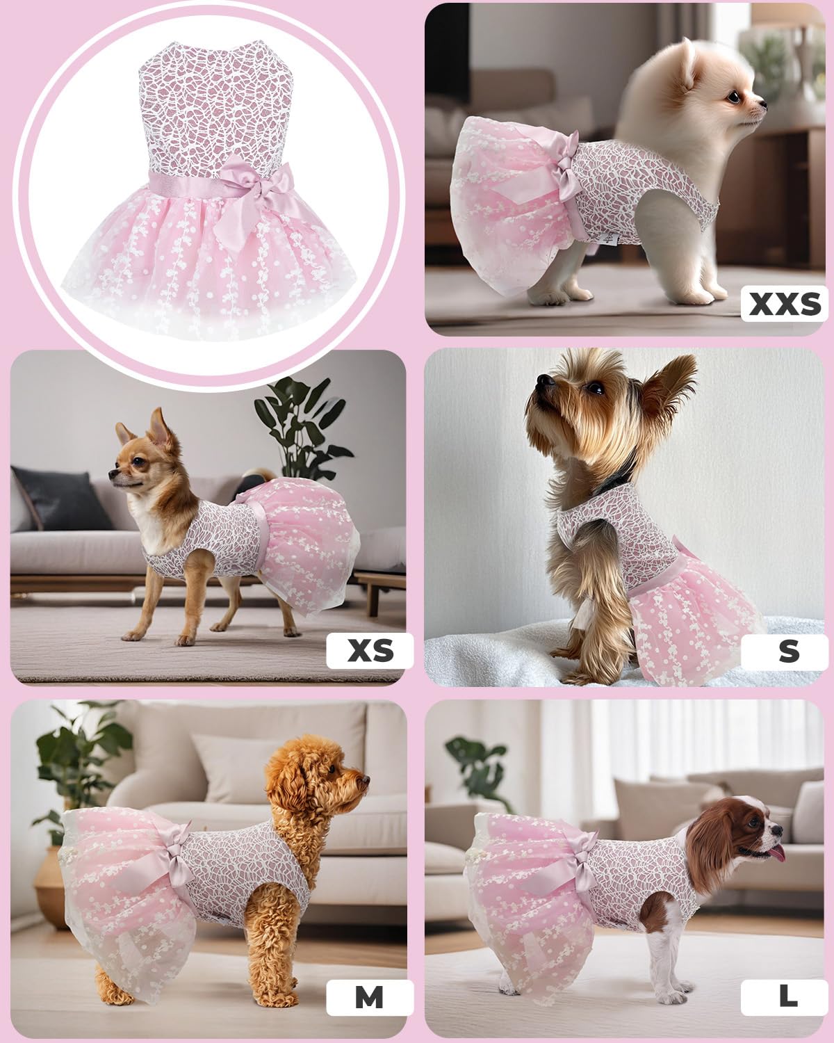 Cutebone Dog Birthday Dress Girl Puppy Skirt Tutu Cat Wedding Outfit Pet Party Clothes For Small Dogs Costume Dd16M