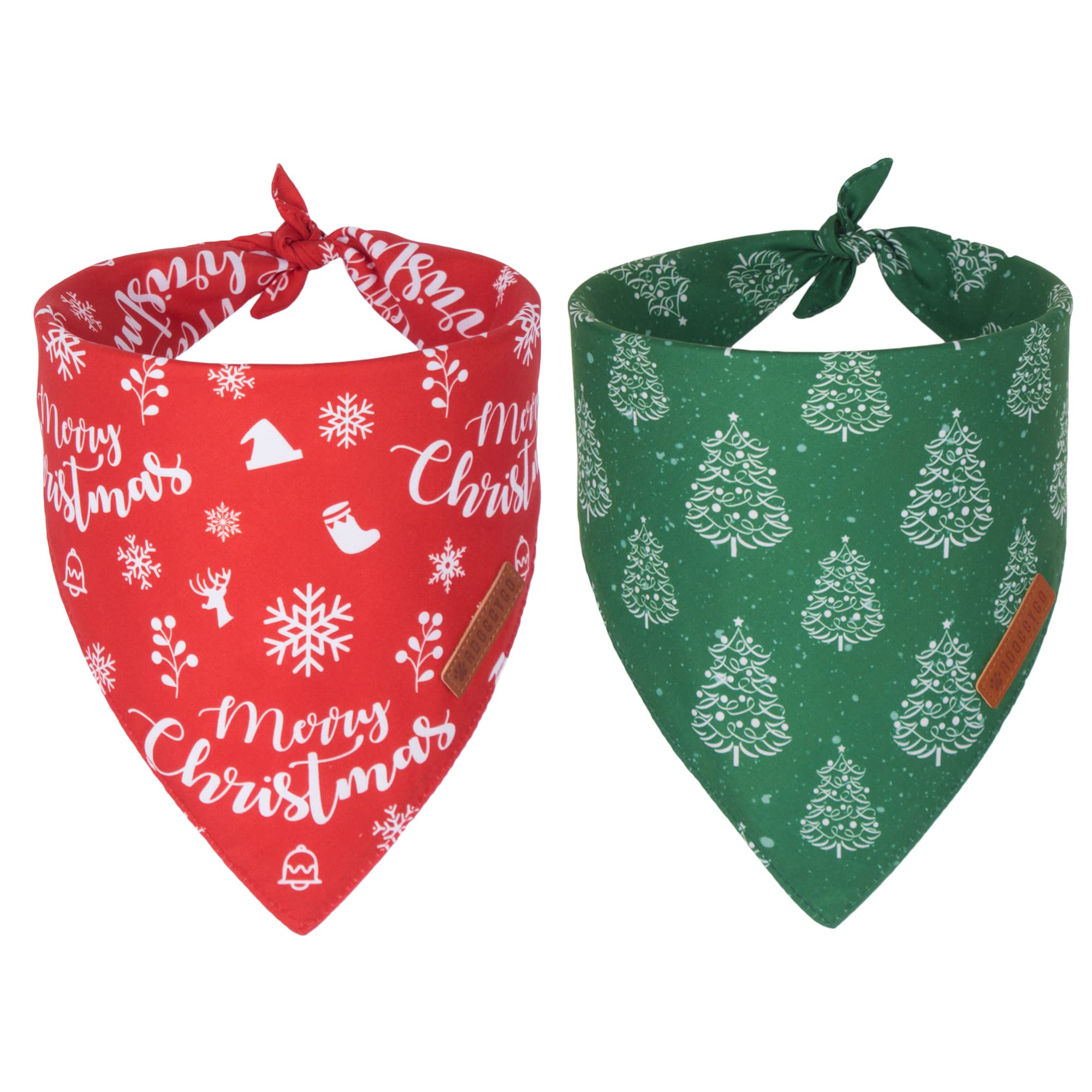 Adoggygo Dog Bandana Christmas Pet Scarf Bib Kerchief, Premium Durable Fabric, Multiple Sizes Offered, Red Green Christmas Banda