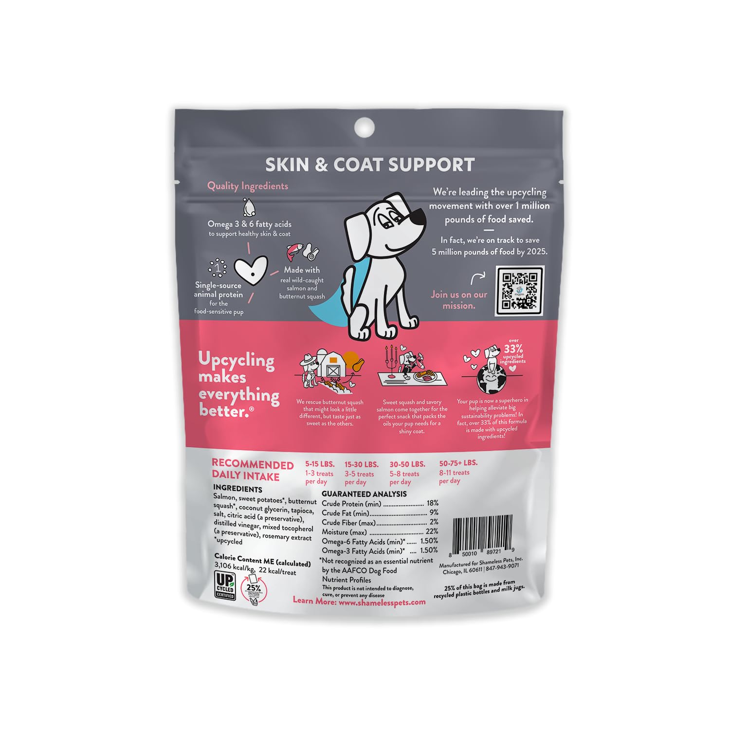 Shameless Pets Dog Jerky Treats - Salmon Jerky for Dogs Made with Upcycled Ingredients & Zero Artificial Flavors, Supports Healt