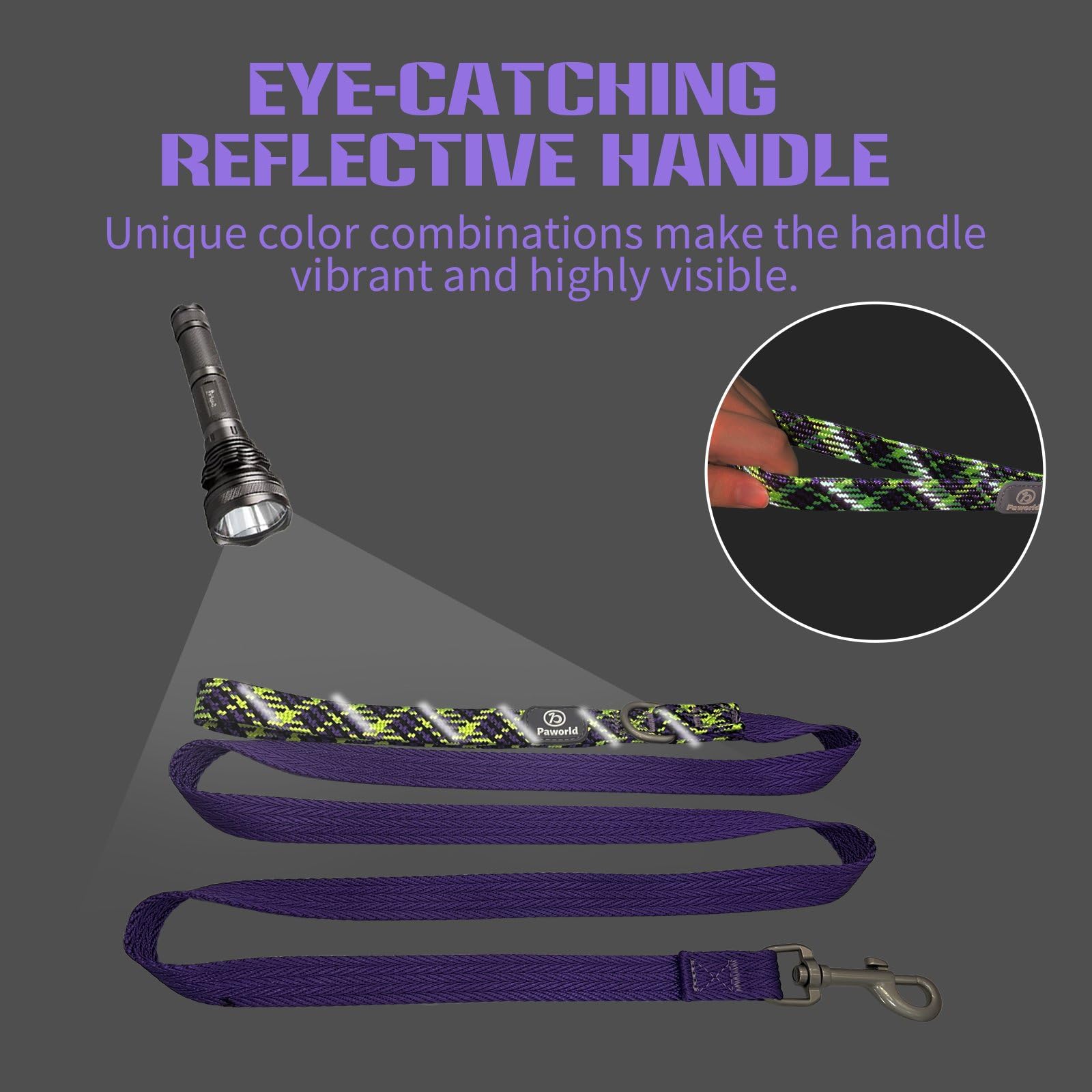 Paworld Dog Leash, 5 Ft Long Dog Lead, Dog Training Leash, Thickened Reflective Nylon Handle With D Ring For Small Medium Large
