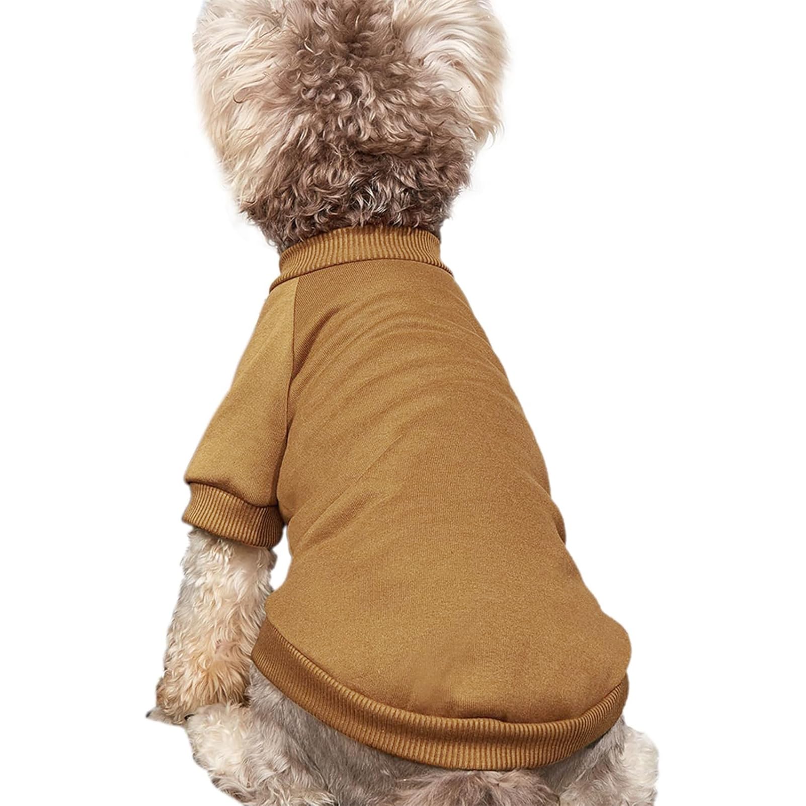 Jouhoi Puppy Sweater For Small Dogs Clothes Warm Winter Cat Clothe Pet Sweatshirt Knitwear Doggie Kitten Clothing, Coffee, Small