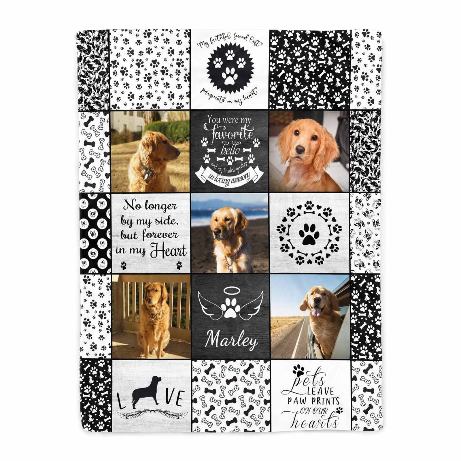 Artsadd Customized Pet Memorial Bed Blanket for Sympathy Gifts, Personalized Throw Blanket in Loving Memory of Remembrance Gifts