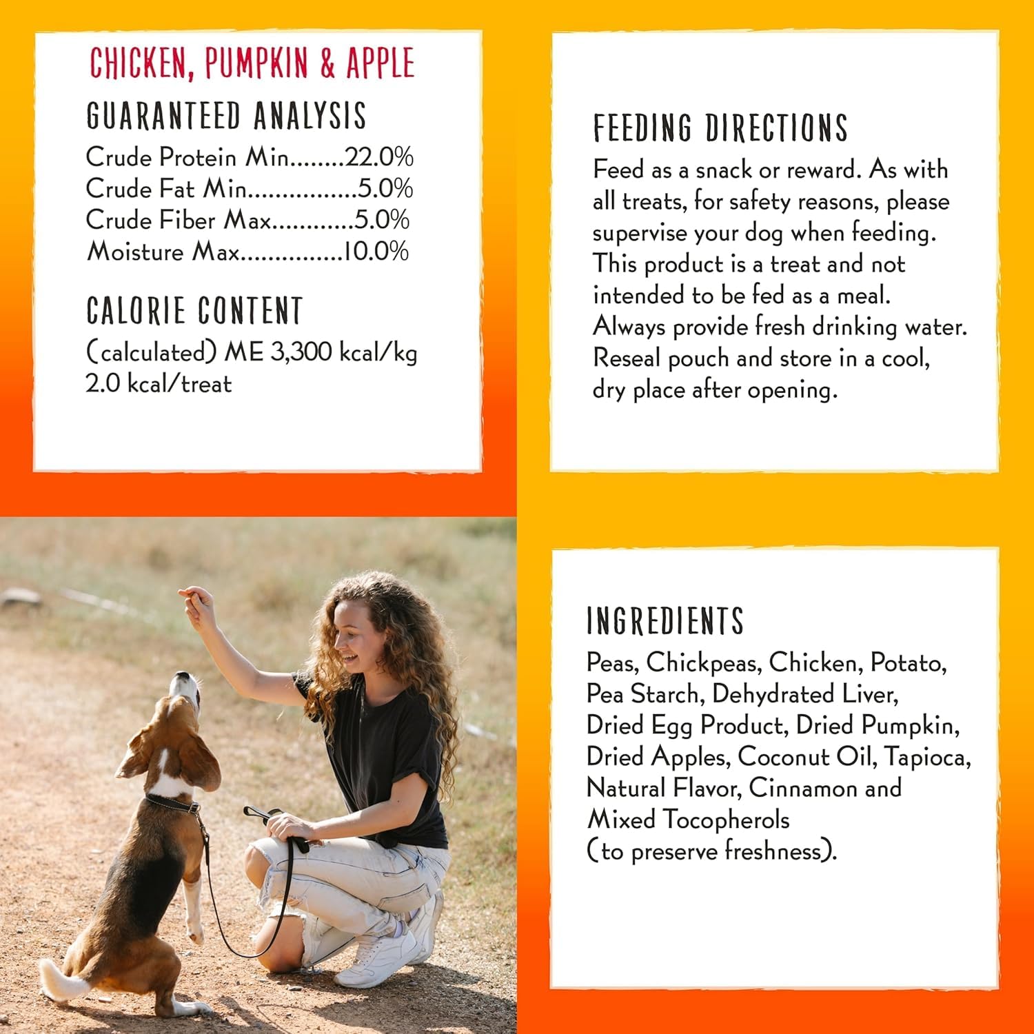 Charlee Bear Dog Training Treats, Grain Free, 8oz (Pack of 2), Chicken, Pumpkin & Apple, Low Calorie, Crunchy for All Breeds
