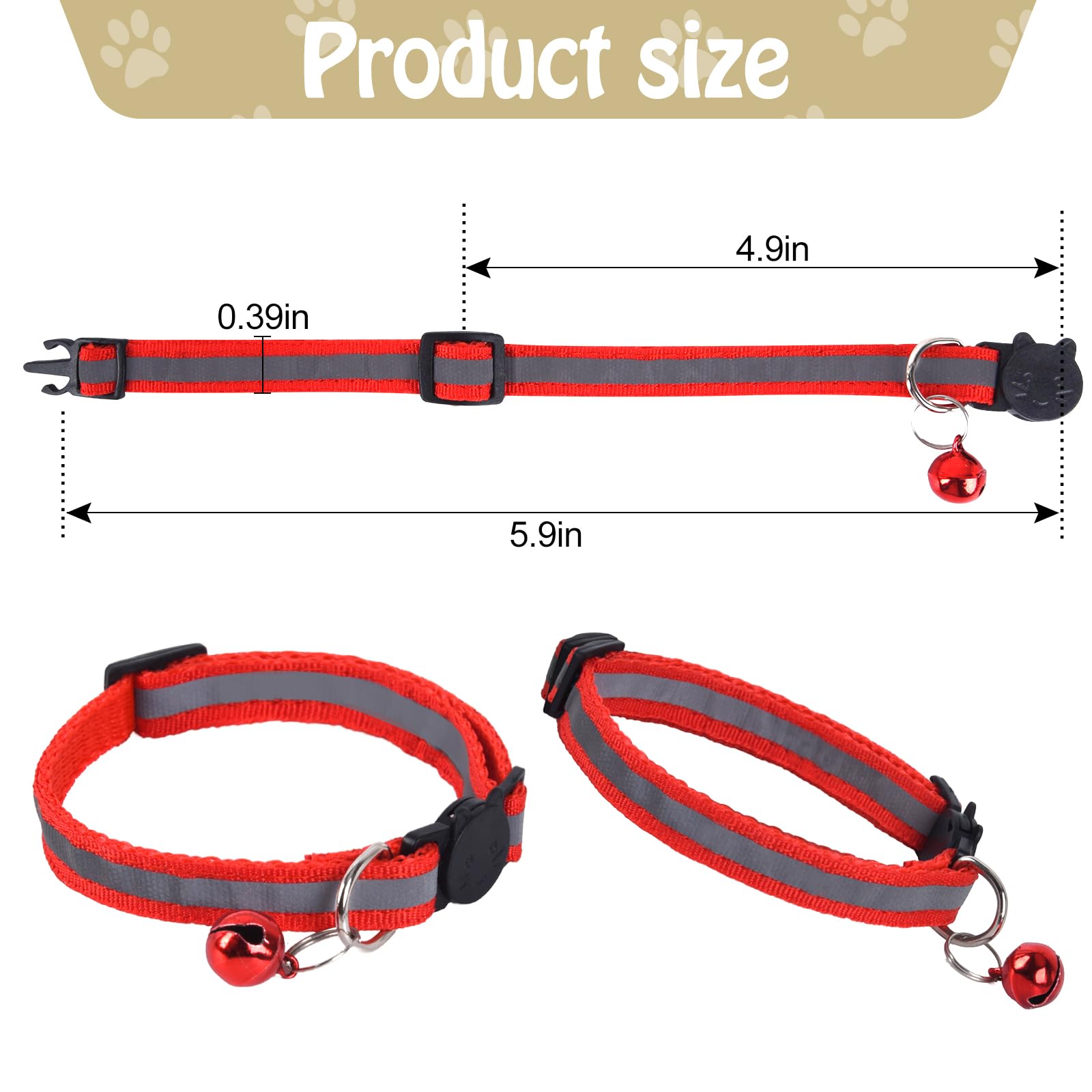 Xxs Dog Collar Teacup Dog Collar, Reflective Collar, Mini Reflective Collar, Teacup Dogs Collar For Small Dogs Cats, Red, 3/8 In