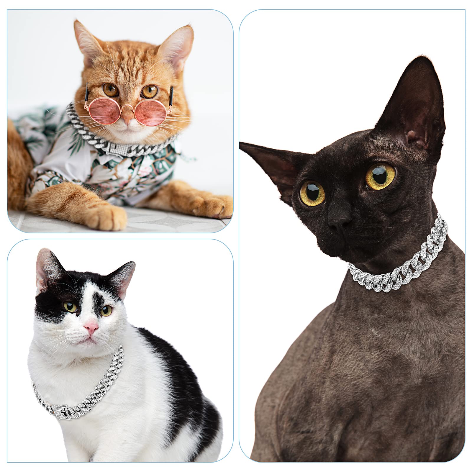 Tallew Dog Chain Diamond Cuban Collar Walking Metal Chain Collar With Design Secure Buckle, Pet Cuban Collar Jewelry Accessories