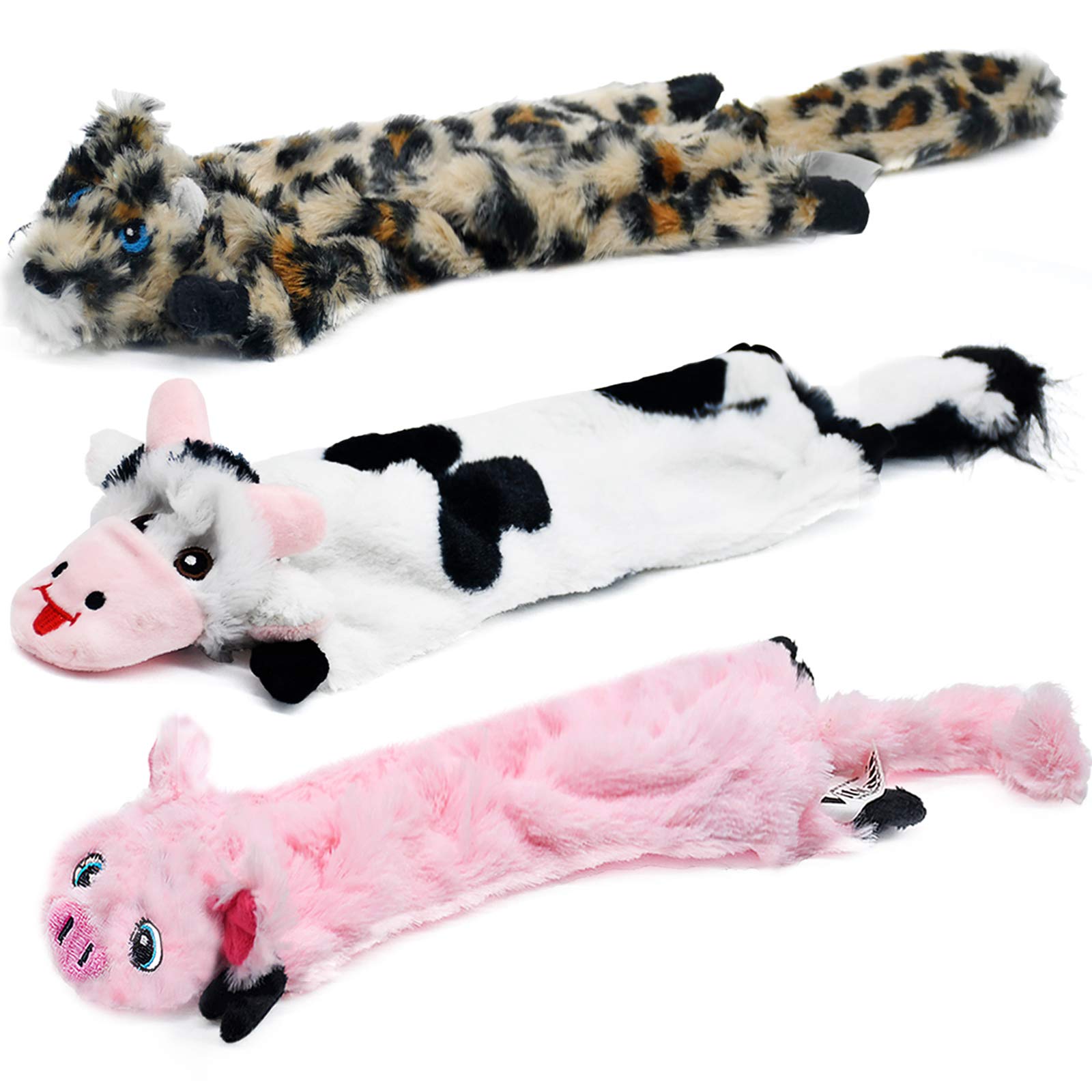 Sharlovy Dog Squeaky Toys No Stuffing, 3 Pack Dog Toys Crinkle Dog Toys For Small Dogs Durable Dog Chew Toys Plush Cute Animals 