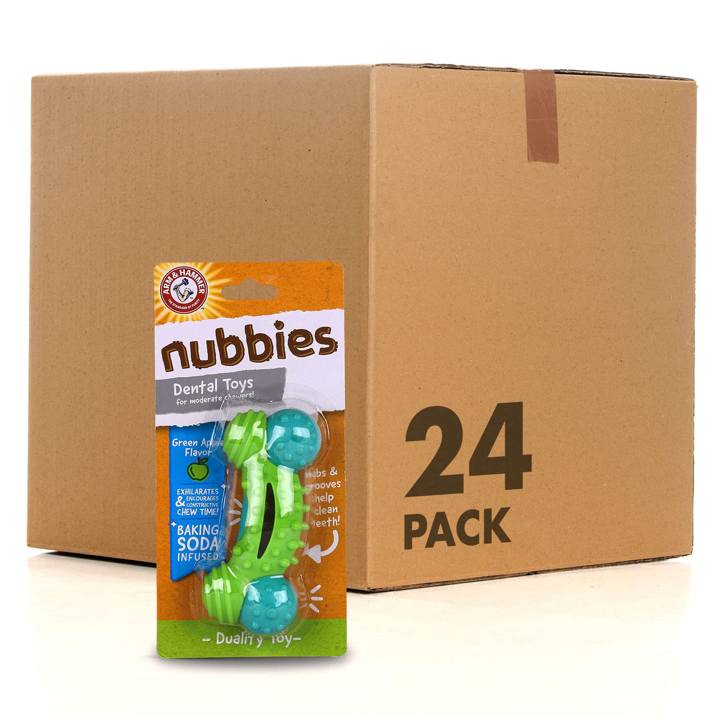 Arm & Hammer For Pets Nubbies Duality Bone Dental Dog Toy - Best Dog Chew Toy For Moderate Chewers - Helps Reduce Plaque & Tarta