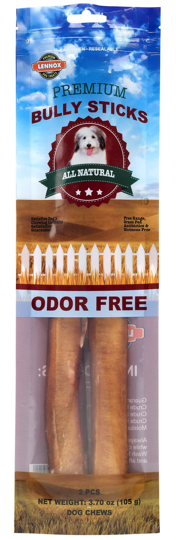 Lennox 12 Bully Sticks for Small & Medium Dogs | Long Lasting, Odorless, Premium All Natural Dog Treat | 100% Free Range, Grass 