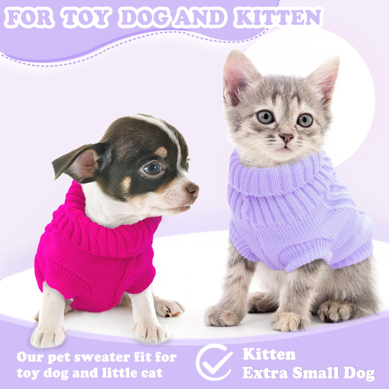 Generic Knitted Dog Sweater For Small Dogs Autumn Puppy Sweaters Winter Cute Dog Clothes Turtleneck Thick Warm Small Dog Pullove