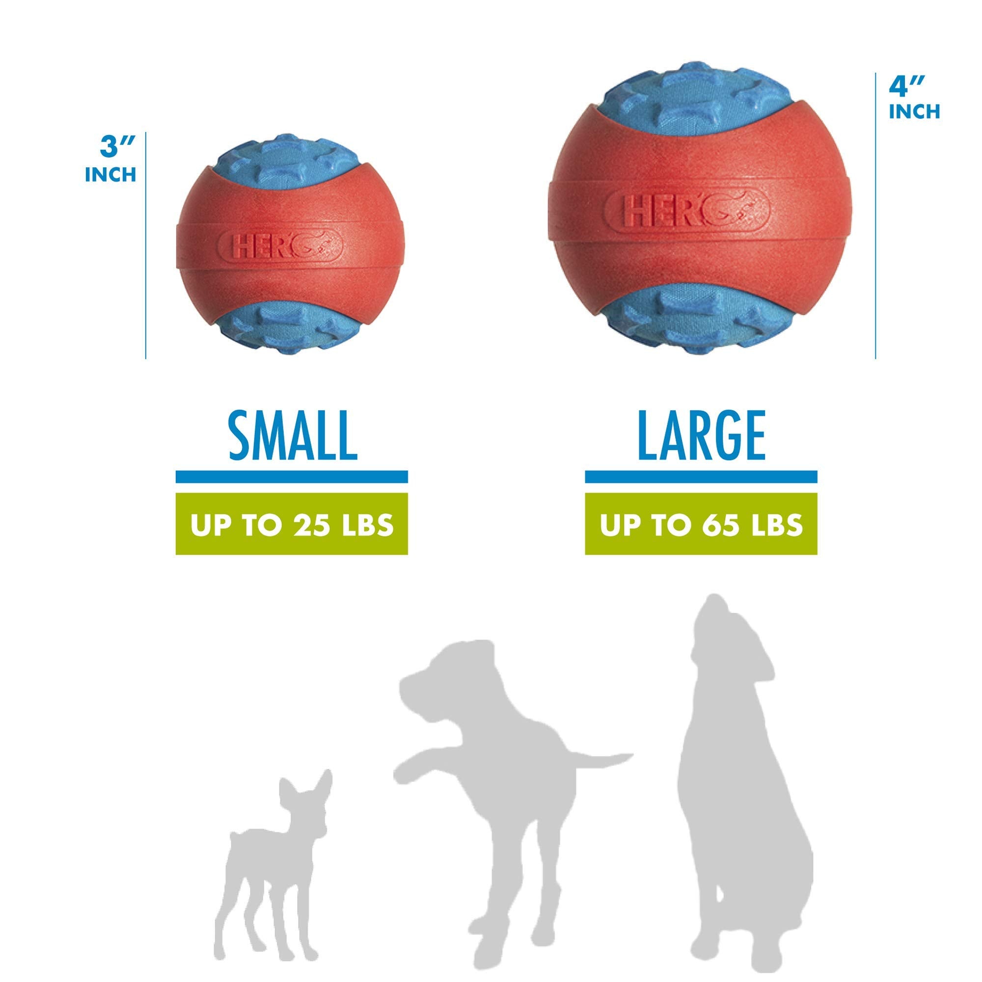 Hero  Outer Armor Ball  Dog Toys  Puppy Toys  Pet Toys  Large, 4 Inches (Blue)
