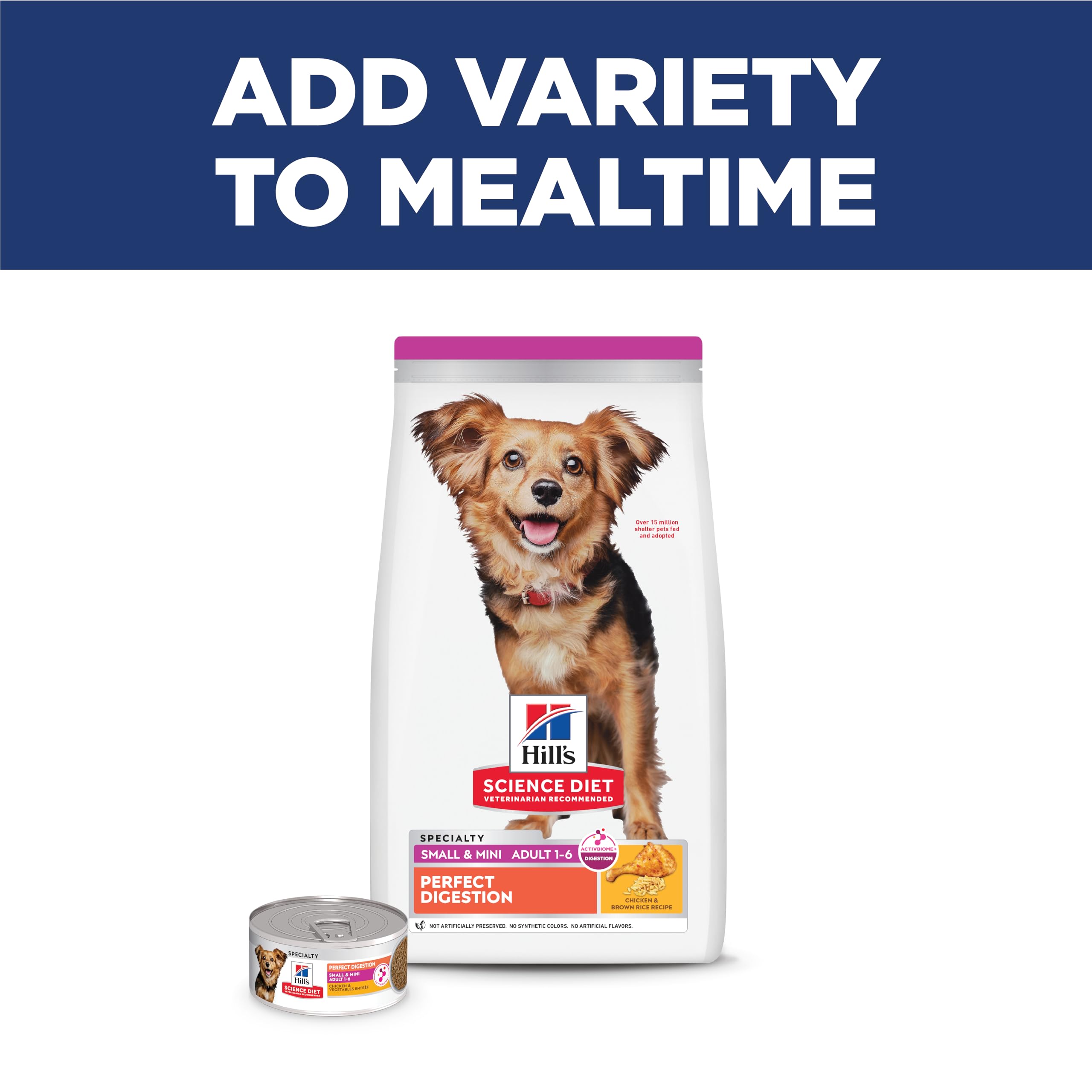 Hills Science Diet Perfect Digestion, Adult 1-6, Small & Mini Breeds Digestive Support, Dry Dog Food, Chicken & Brown Rice, 3.5