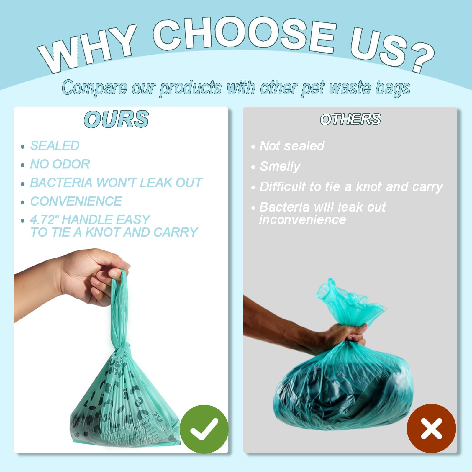Cat Poop Bags - Pawsholic Cat Litter Bags With Handle,Cornstarch Based Leak Proof Disposal Eco Friendly Poop Pick Up Bag (360Pcs
