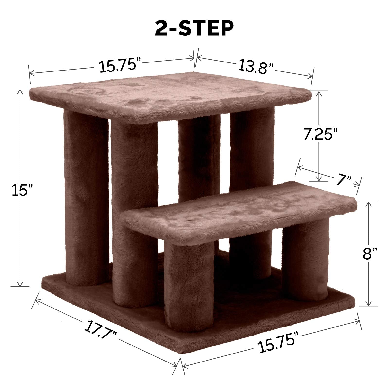 Furhaven Steady Paws Multi-Step Pet Stairs For High Beds & Sofas - Brown, 3-Step