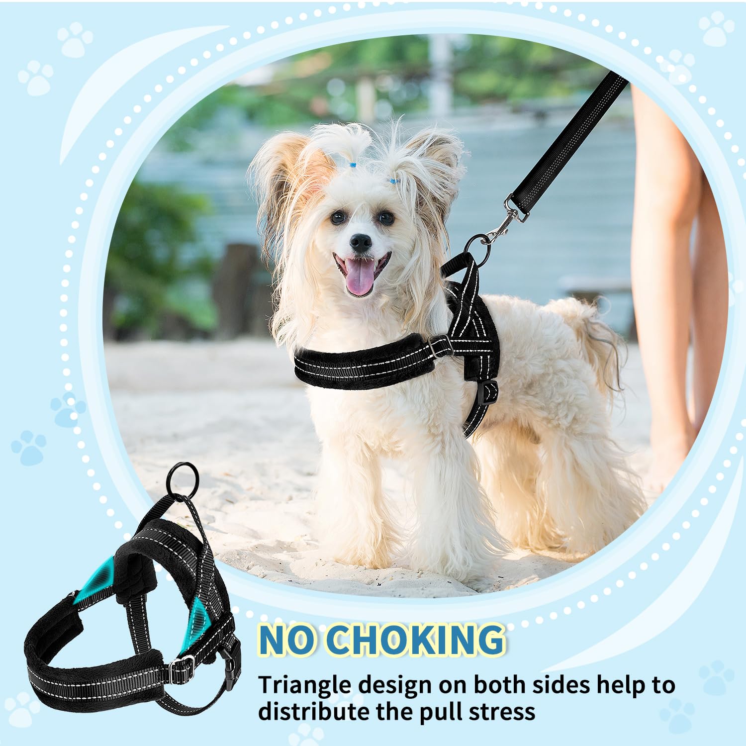 Slowton No Pull Small Dog Harness And Leash Set, Puppy Soft Vest Harness Neck & Chest Adjustable, Reflective Lightweight Harness