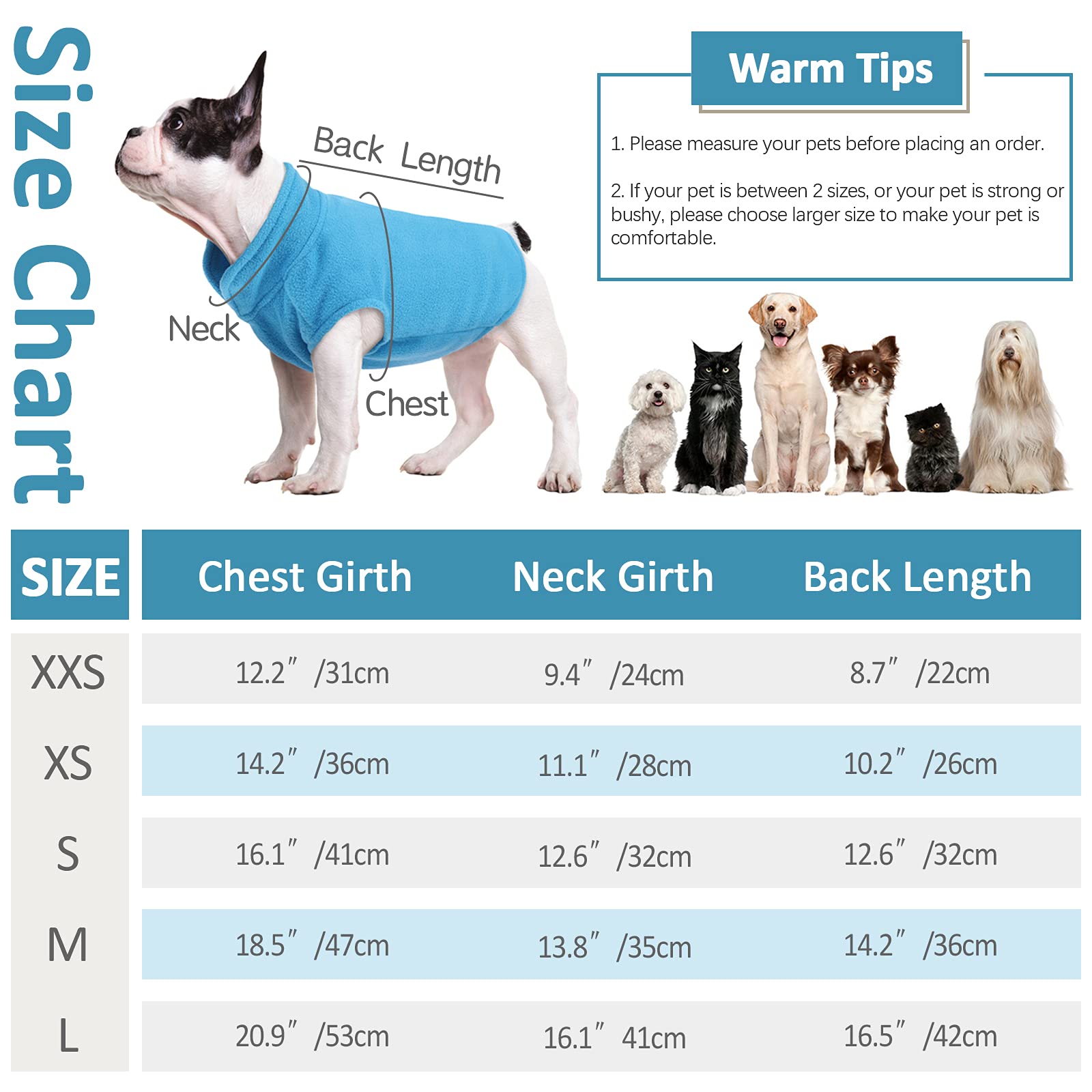 Fuamey Dog Fleece Vest,Warm Sweatshirt Puppy Stretchy Sweater Pullover Dog Turtleneck Coat Dog Winter Jacket With Leash Hole,Doggie Dachshund Sweaters Yorkie Clothes For Small Medium Dogs Blue L