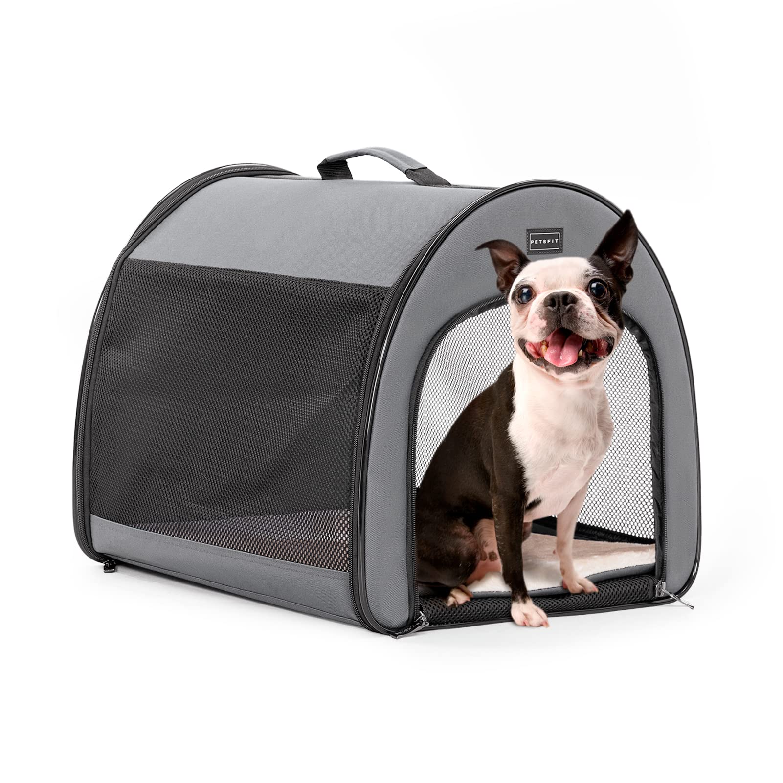 Petsfit Soft Dog Crate, Arch Design Indoor Dog Kennel Outdoor/Indoor Use, Collapsible Portable Dog Crate 19' Lx26 Wx20 H, Grey