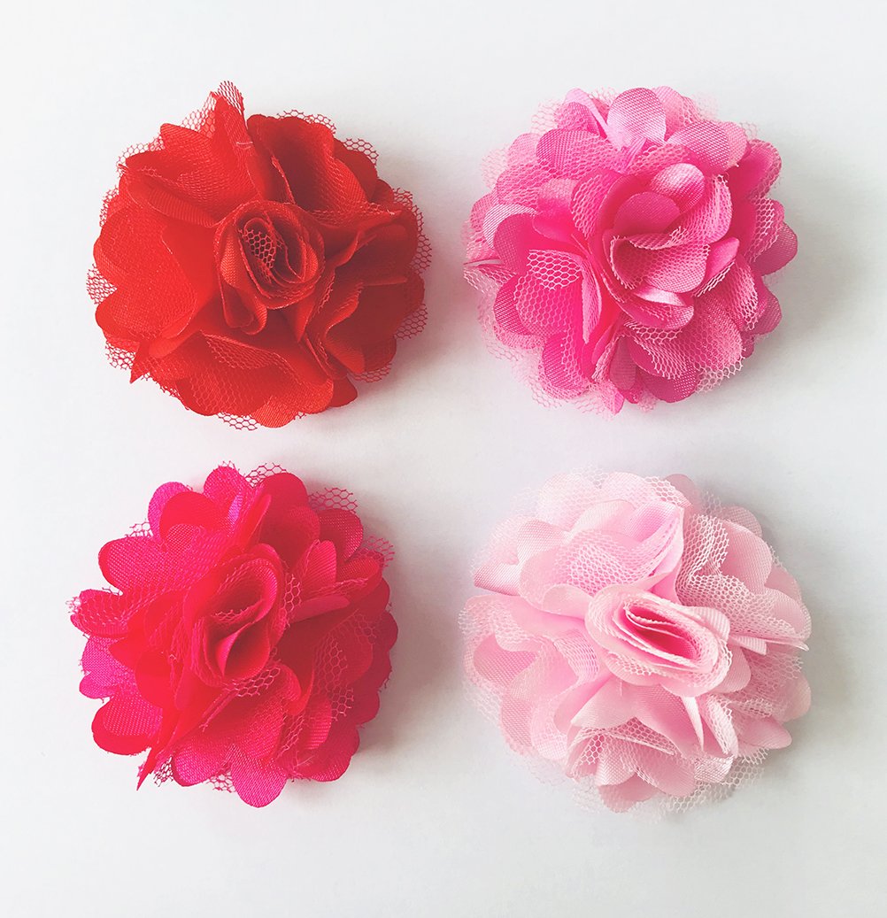 Pet Show 2' Valentines Small Dogs Flower Collar Accessories For Cat Puppies Rabbit Pigs Collars Bows Grooming Supplies Red Rose Hotpink Pink For Girls Pack Of 4