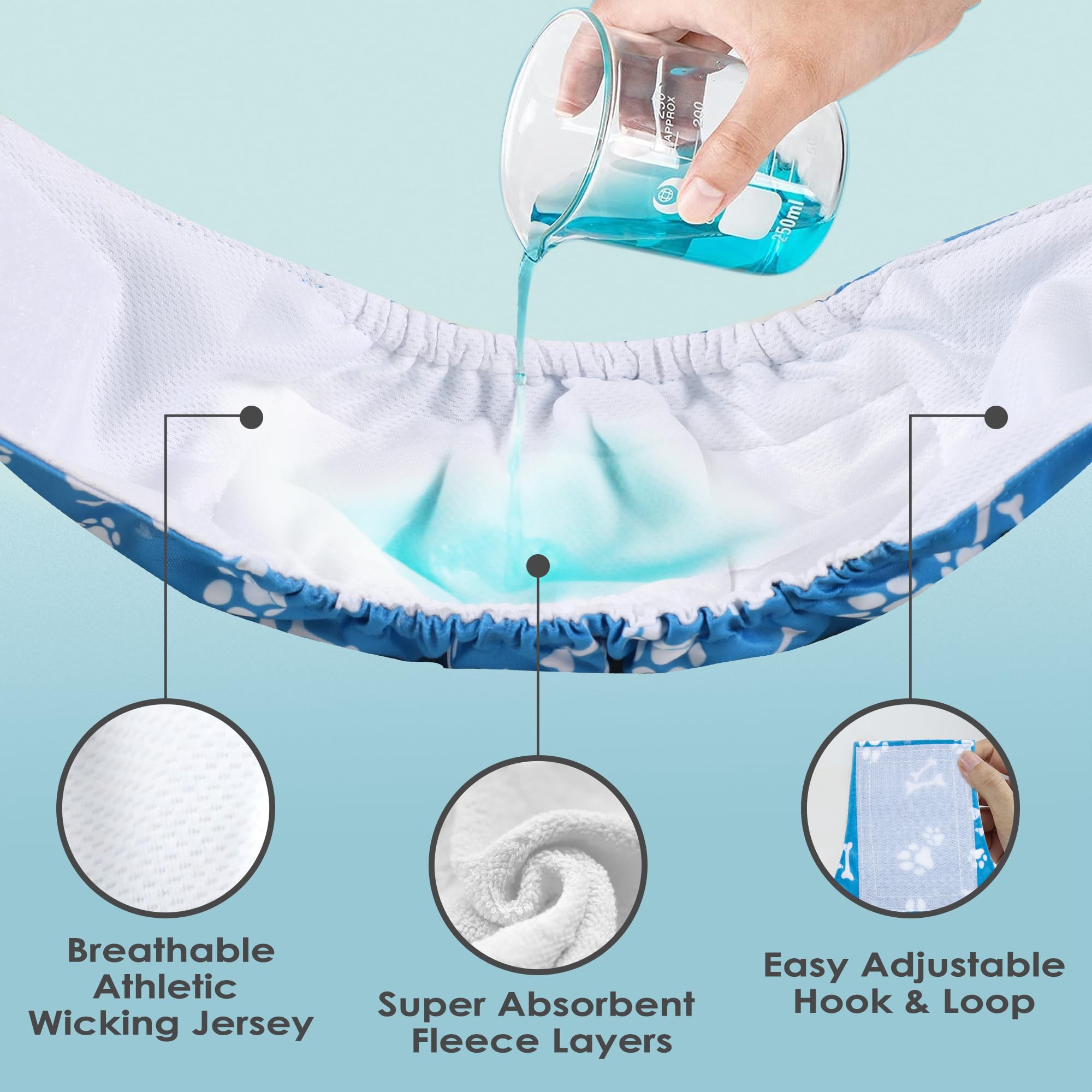 Wegreeco Washable Male Dog Belly Band - Pack of 3 - Washable Male Dog Belly Wrap, Medium Doggie Diapers for Doggy Puppy (Bone, M