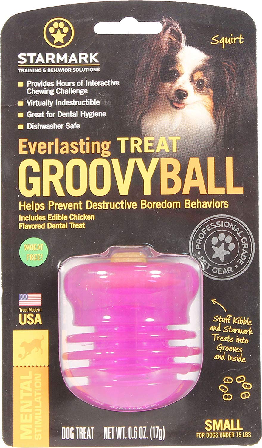 Starmark 2 Pack of Everylasting Treat Groovy Ball Dog Toys, Small, Made in The USA