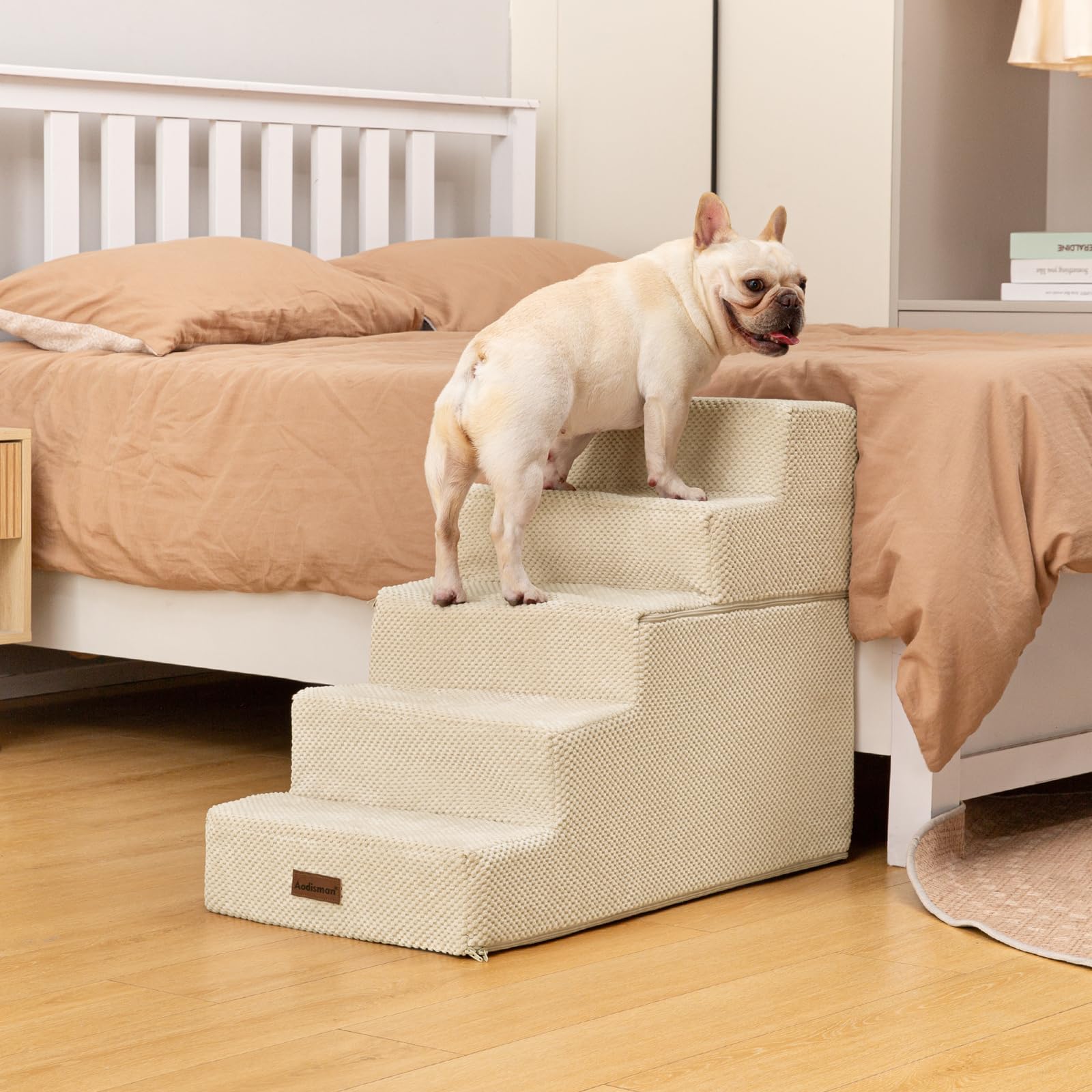Aodisman Dog Stairs for High Bed 22.6 H,5-Step Dog Steps for Small Dogs and Cats,Indoor Non-Slip Balanced Pet Stairs are Suitabl