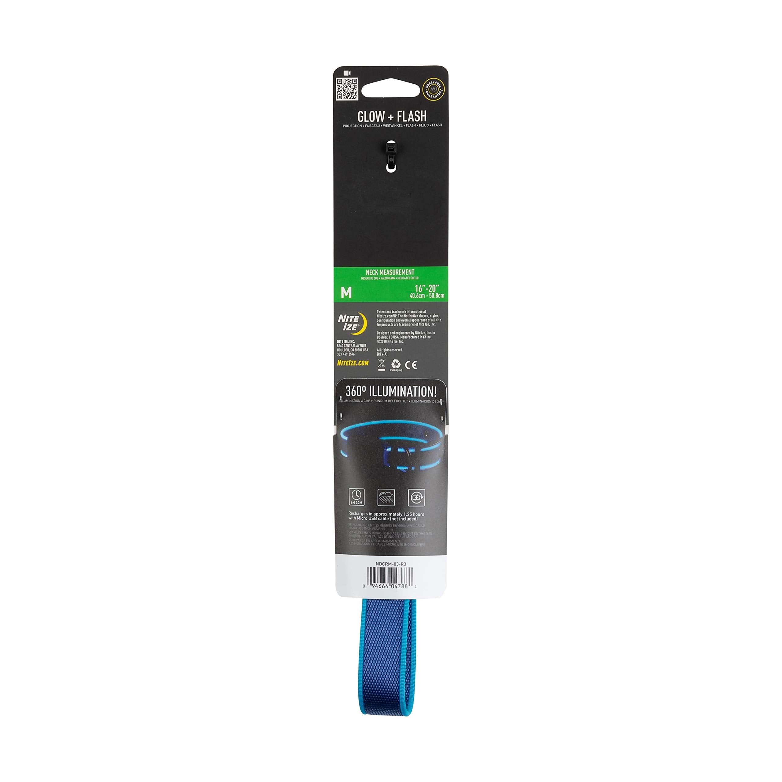 Nite Ize Nitedog Rechargeable Led Collar, Usb Rechargeable Light Up Dog Collar W/Metal Buckle, Water Resistant, Blue