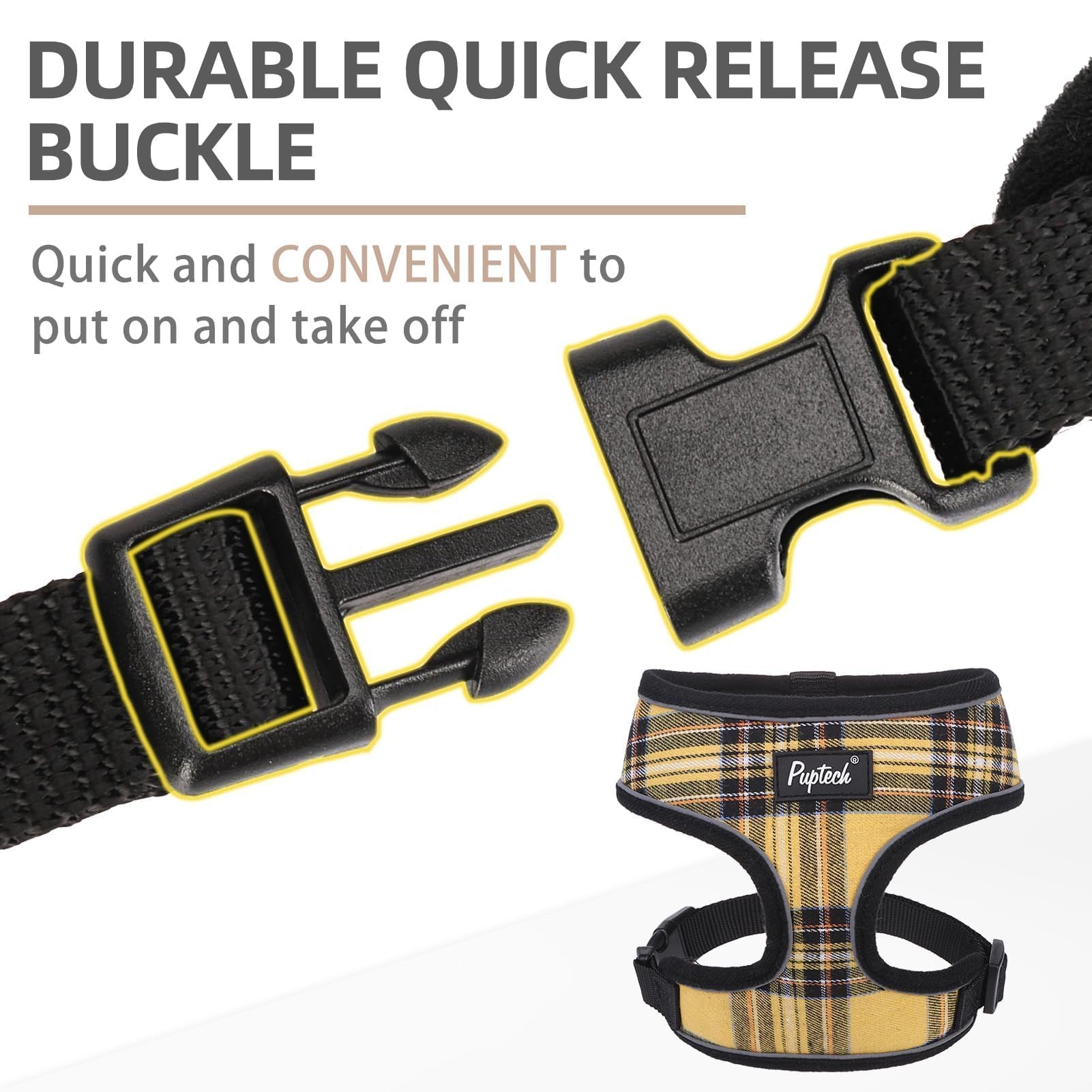 Pupteck Soft Mesh Dog Harness And Leash Set Pet Puppy Cat Comfort Padded Vest No Pull Harnesses, Yellow, Xs