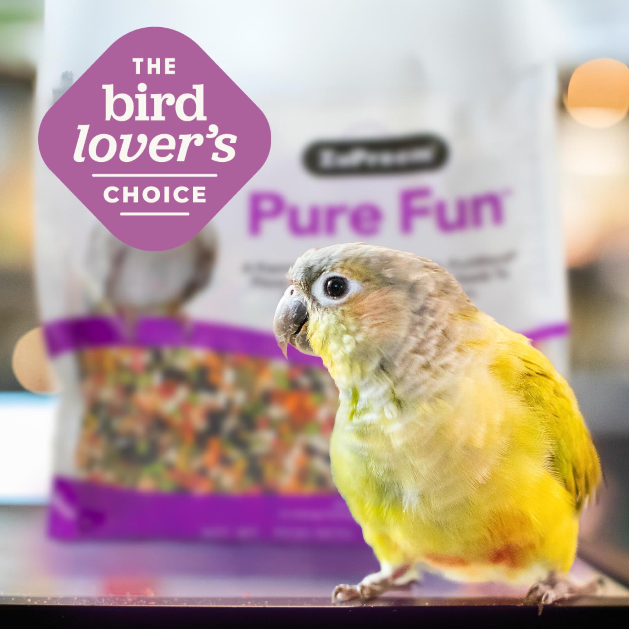 ZuPreem Pure Fun Bird Food, Cockatiel, Lovebird, Quaker, Small Conure, Lorikeet, Seed and Pellet Blend for Medium Birds, Food Mi