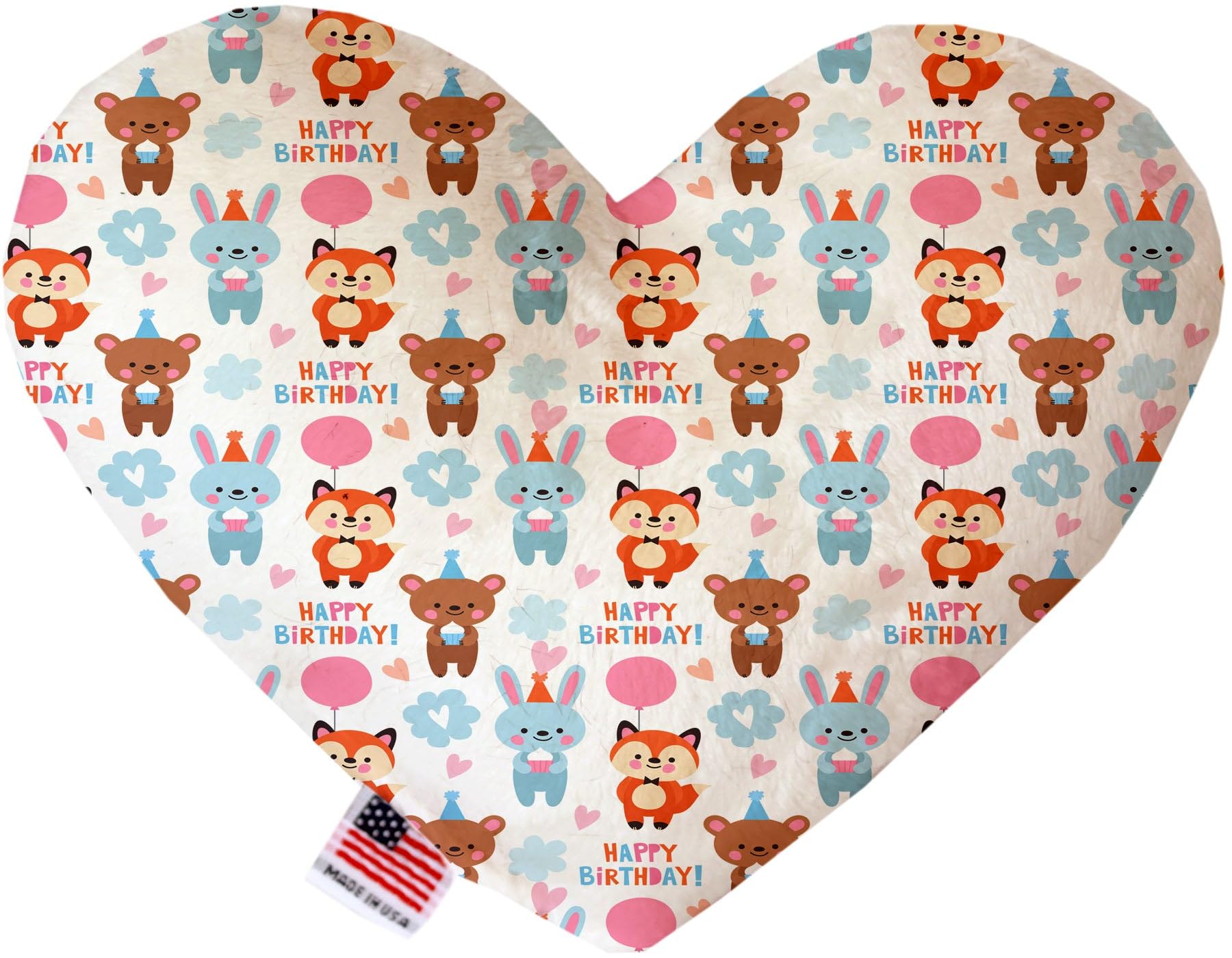 Pet, Dog Plush Heart or Bone Toy, "Birthday Group" (Available in different sizes, and 10 different pattern options!) Birthday Buddies 8" Plush Heart