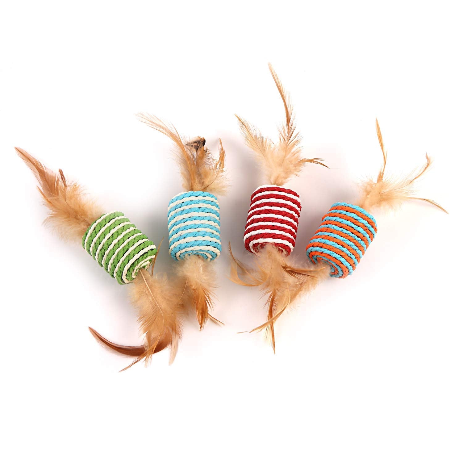 Pups&Pets Sisal Ball Cat Toy  Interactive Training Ball For Kittens, BiteResistant With Feather And Catnip, ScratchResistant 