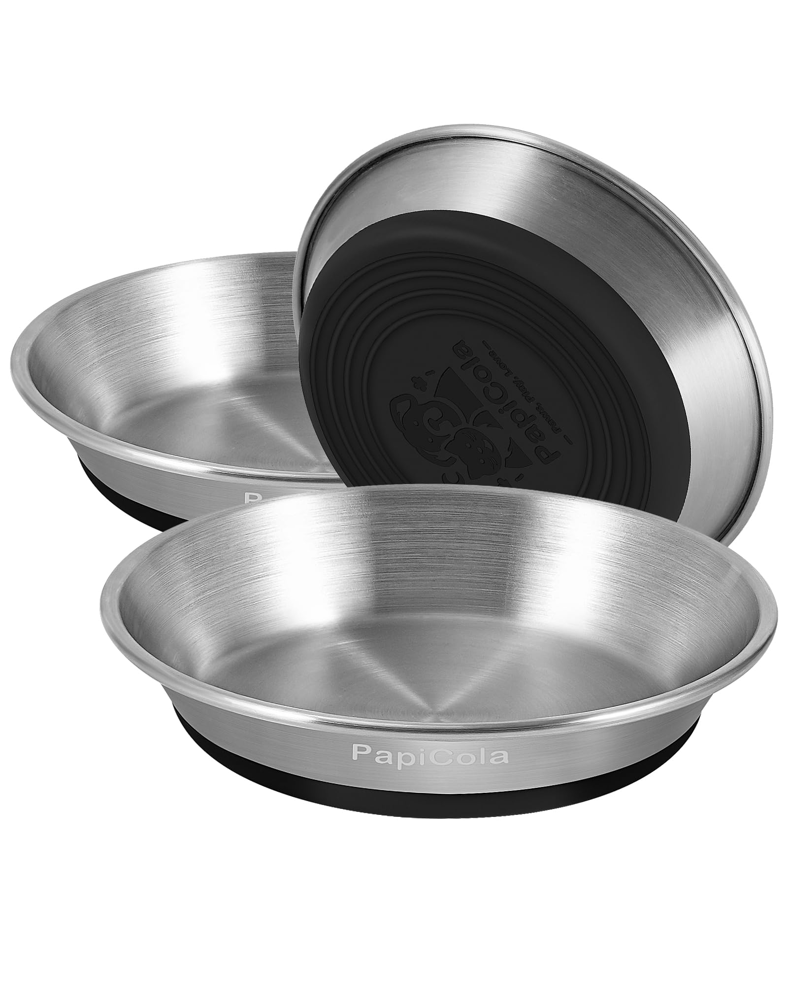 Stainless Steel Cat Bowls, Non-Slip cat Food Dishes, Metal Cat Food and Water Bowls, Whisker Friendly with Wide and Shallow Desi