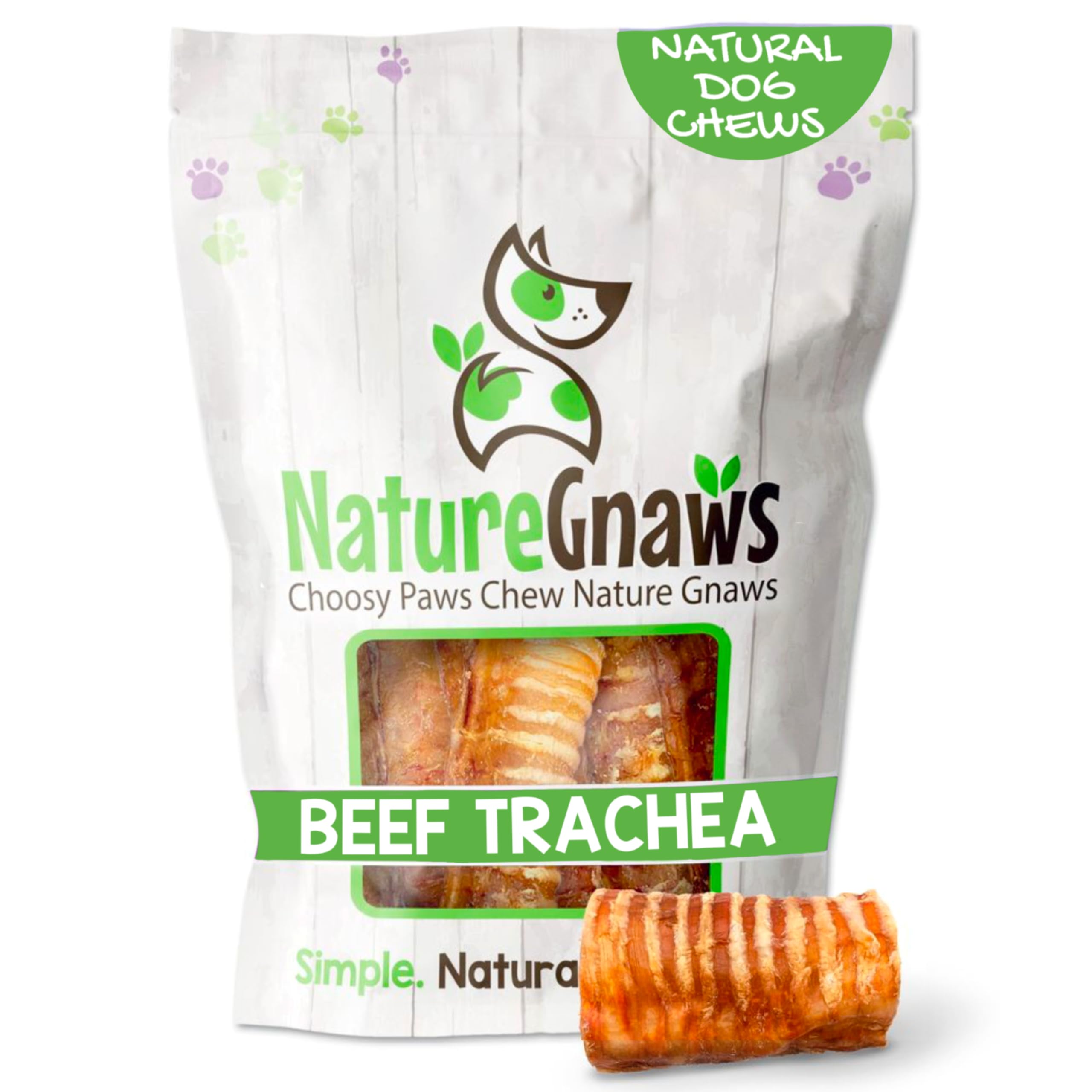 Nature Gnaws Beef Trachea Chews for Dogs 3 (12 Count) - Long Lasting Natural Crunchy Dog Chew Bones - Rawhide Free