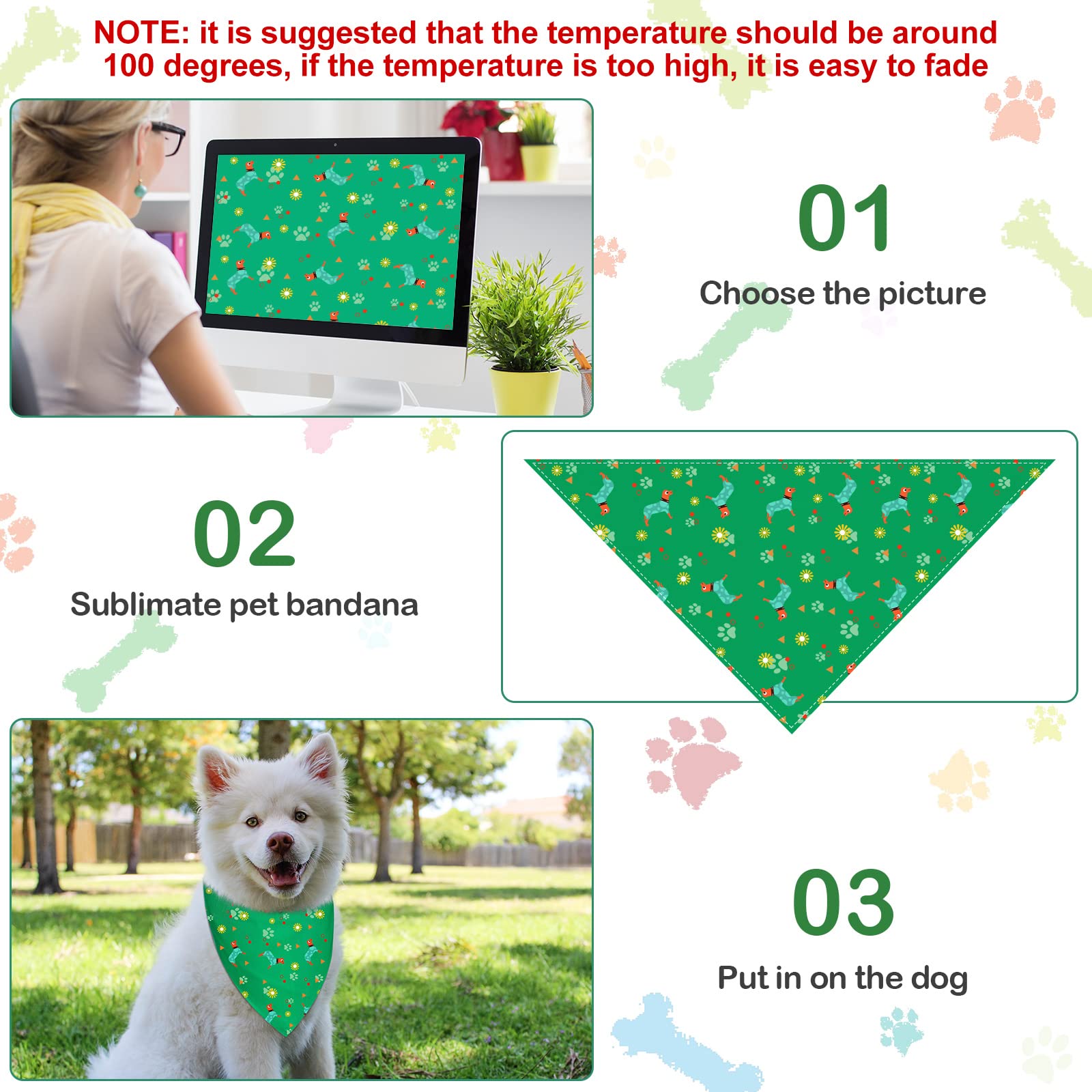 Saintrygo 30 Pcs Dog Bandanas Bulk Sublimation Plain Bandanas Bulk For Christmas Birthday Doggy Heat Transfer Triangle Scarf Washable Adjustable Bandana For Small Medium Large Pets Dogs(L)