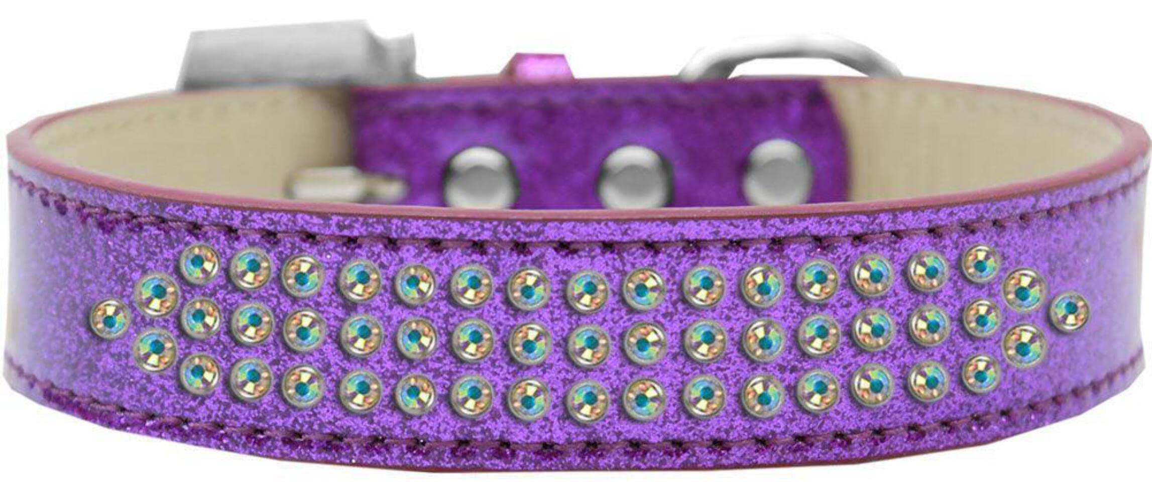 Mirage Pet Products Three Row AB Crystal Ice Cream Dog Collar, Size 20, Black