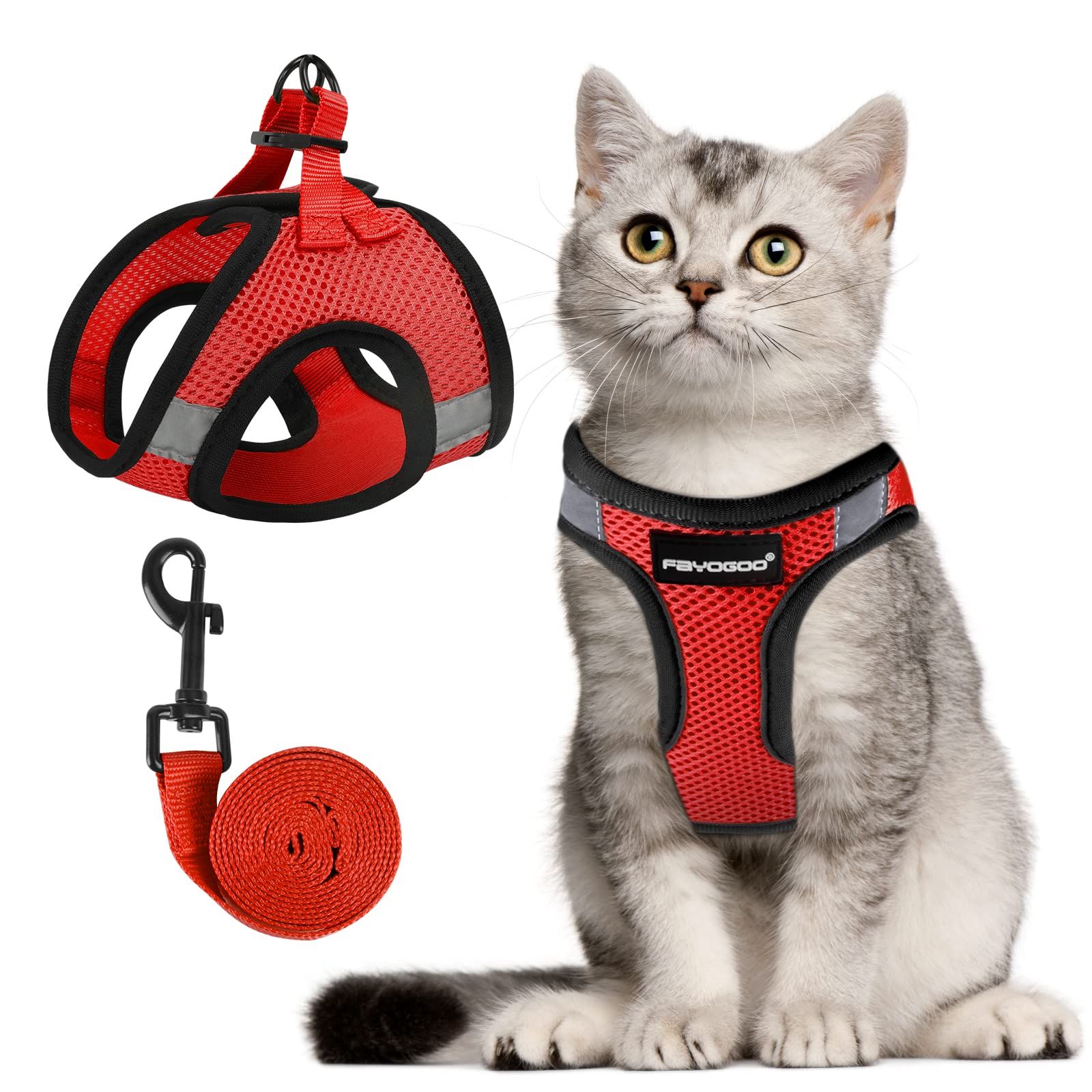 Cat Harness and Leash Set for Walking Escape Proof, Kitten Harness and Leash Adjustable, Small Large Cat Walking Harness and Lea
