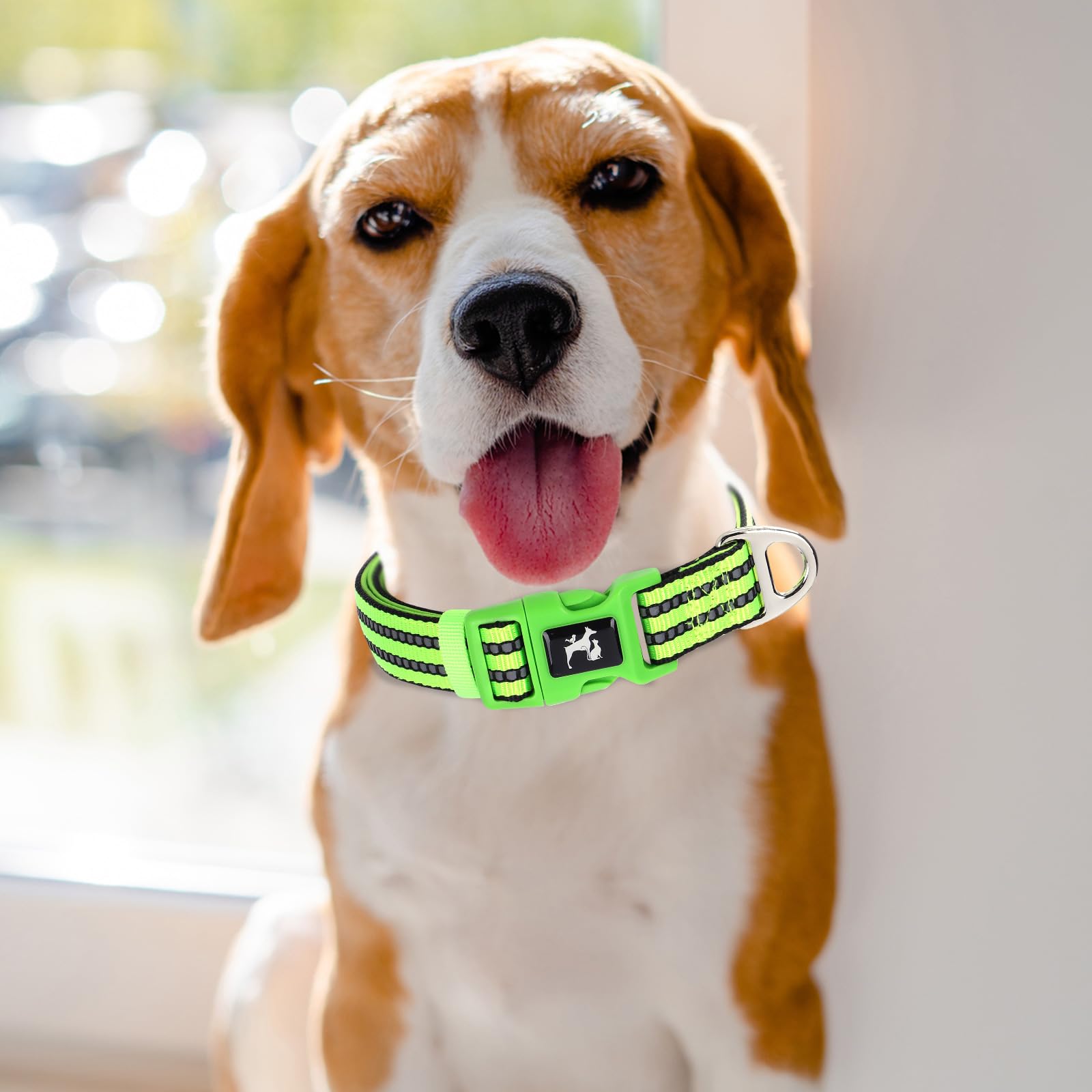 Maowuwujoz Large Dog Collar, Adjustable Reflective Nylon Pet Collar With Soft Neoprene Padded For Walking, Running, Night Safety