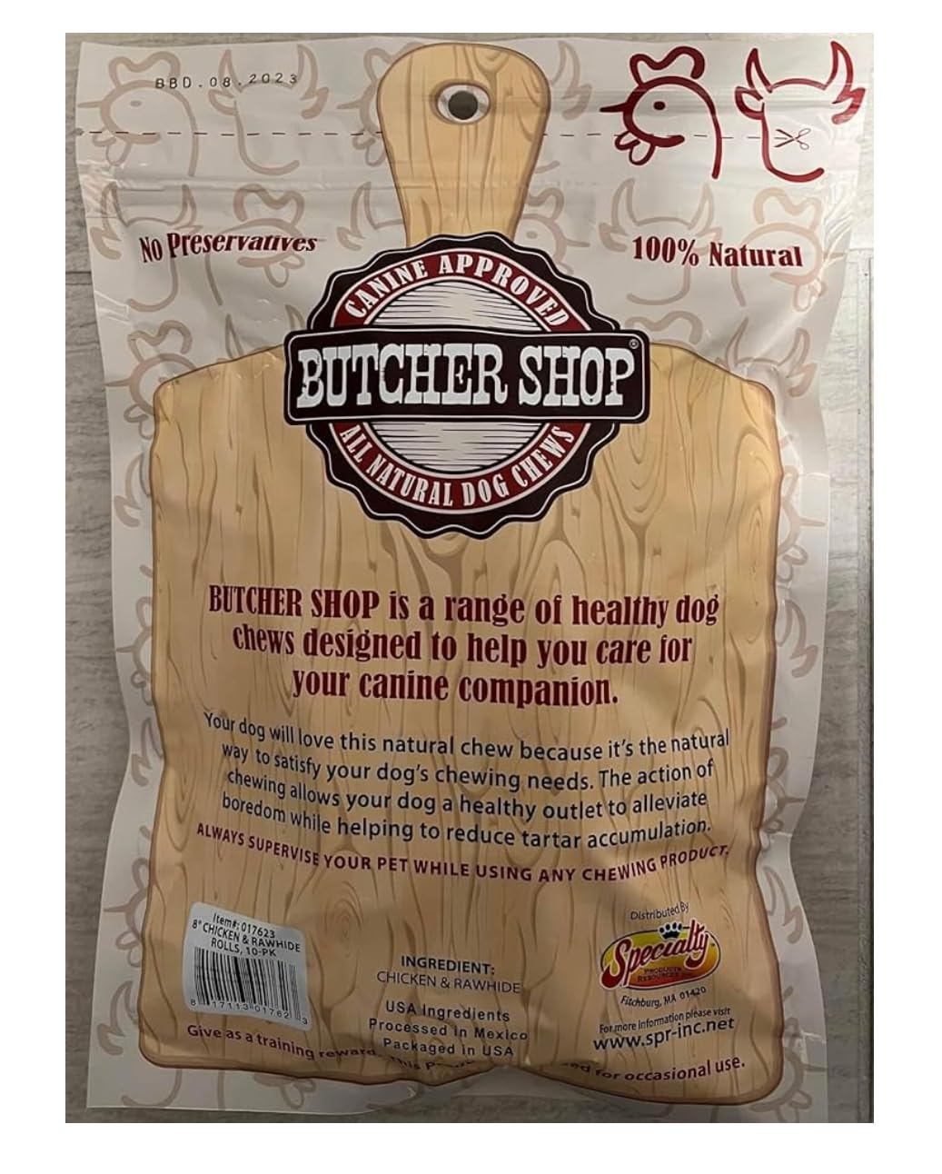 Generic Butcher Shop Chicken & Rawhide Rolls Dog Treats - 20 Rolls, 10 Ounce (Pack of 2)