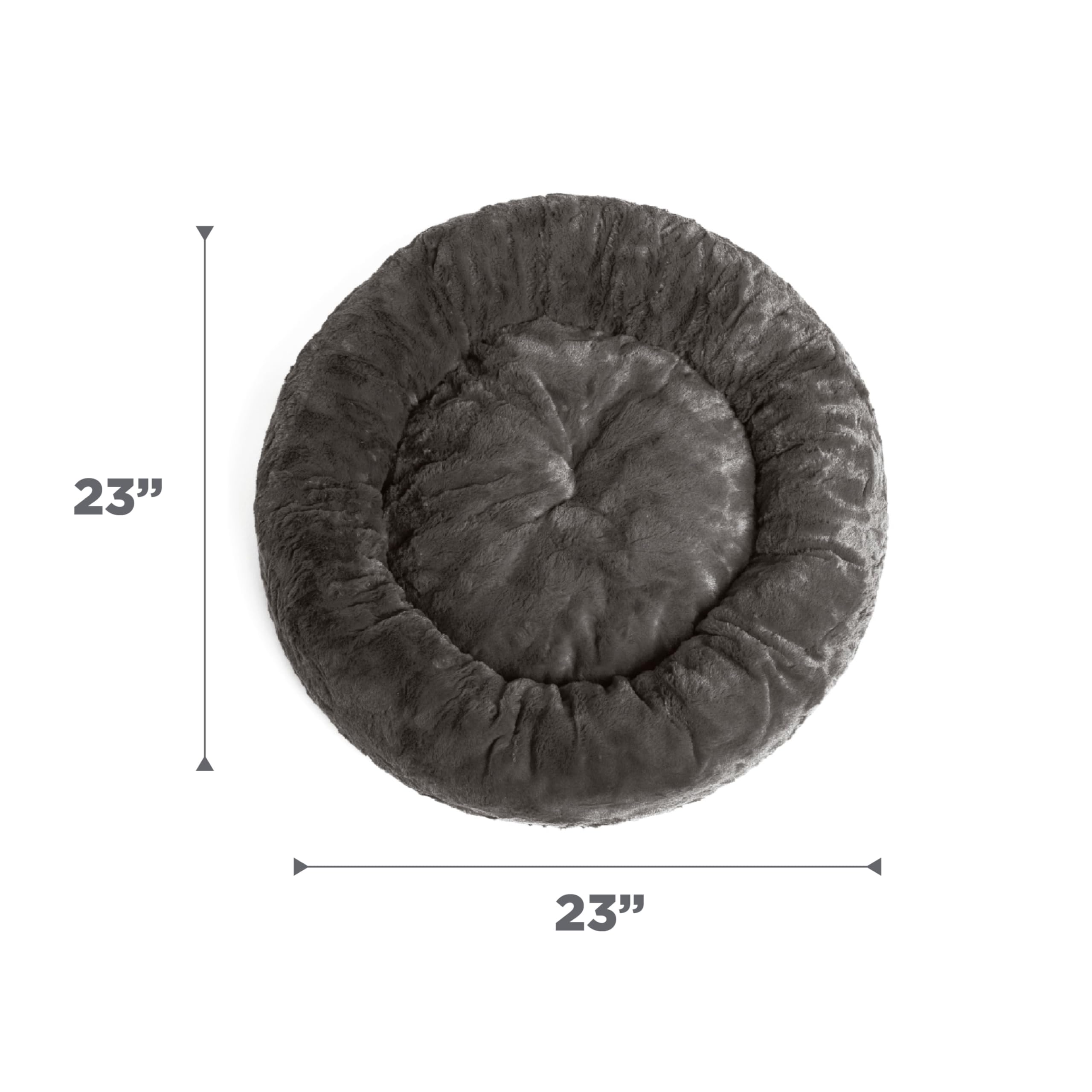 Best Friends By Sheri The Original Calming Donut Cat And Dog Bed In Lux Fur Charcoal Mink, Small 23X23