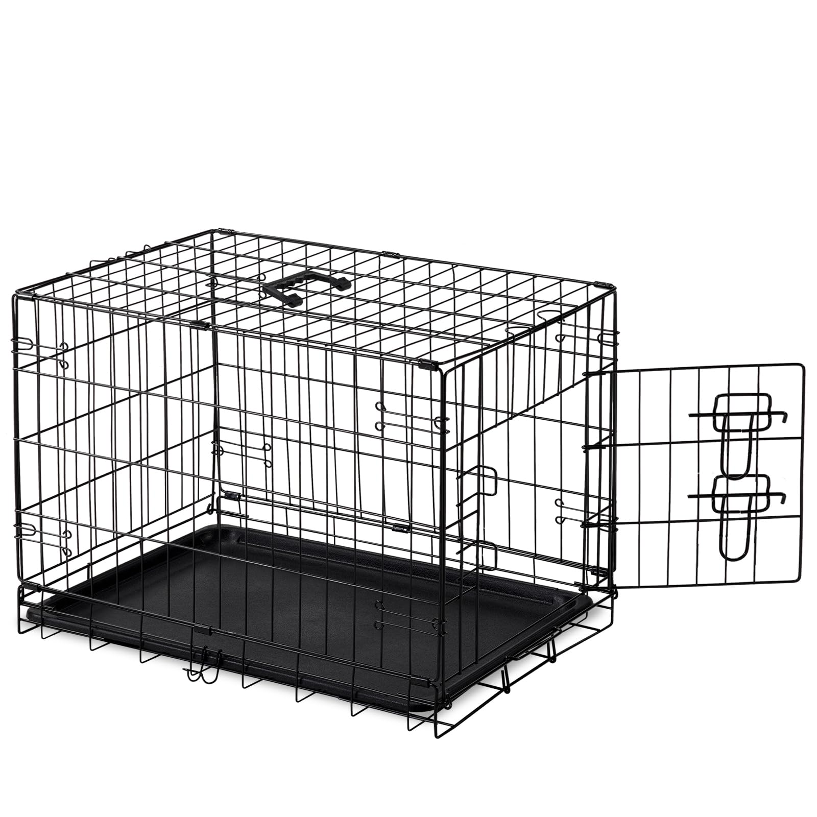 DUMOS Dog Crate, 30 Inch Medium Single Door Dog Cage with Plastic Leak-Proof Pan Tray, Folding Metal Wire Pet Kennel for Indoor,