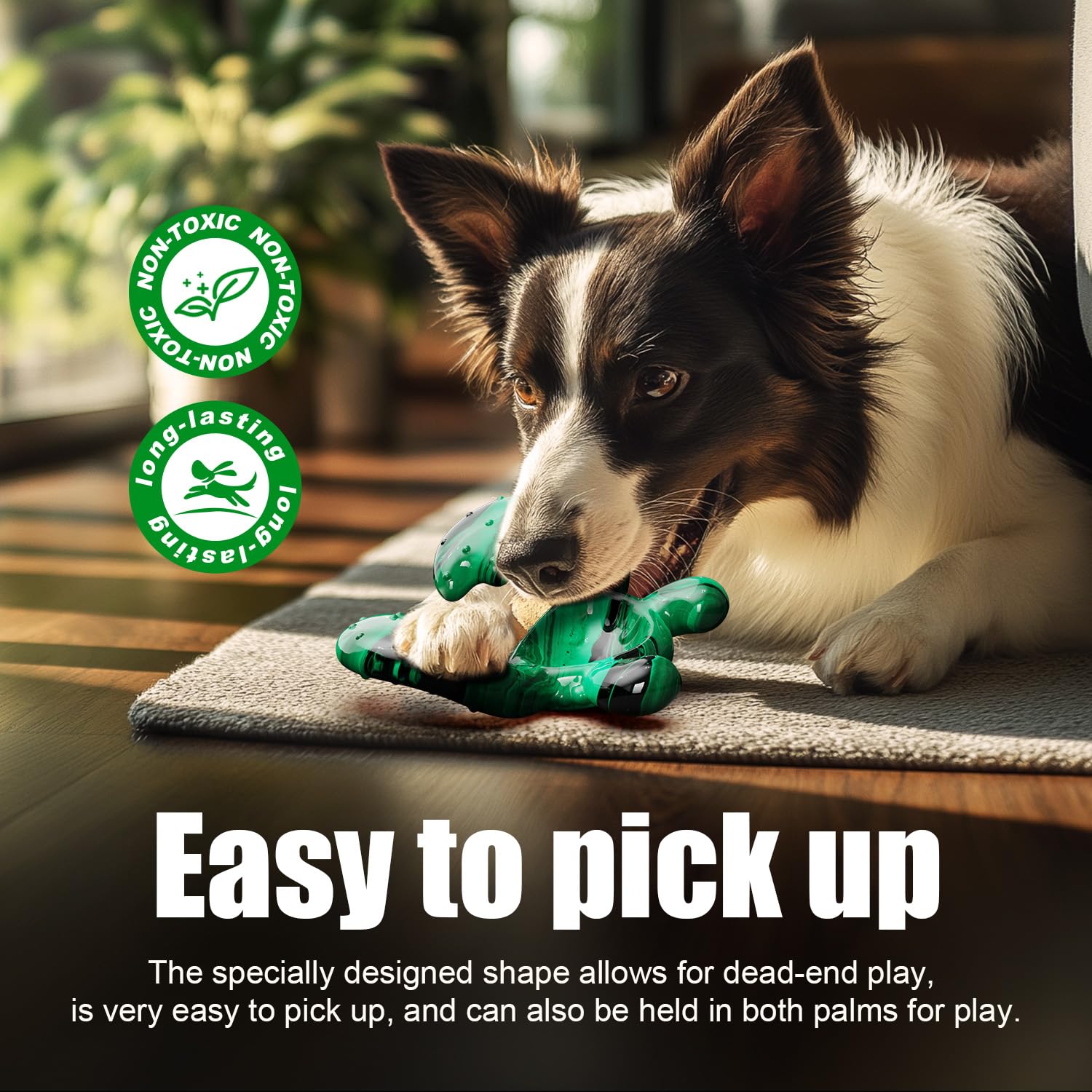 Ouilter Dog Toys for Aggressive Chewers, Dog Toys for Medium Large Dogs, Tough Nylon Dog Chew Toys with Bacon Flavor, Chew Toys